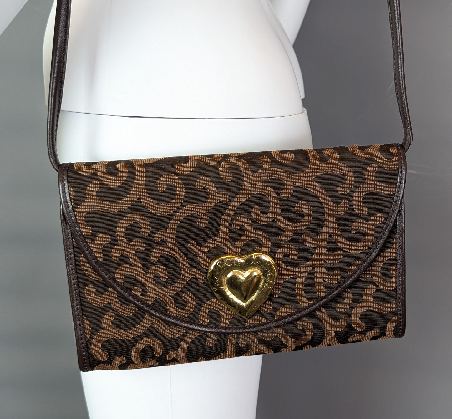 Vintage YSL canvas handbag, gold tone heart