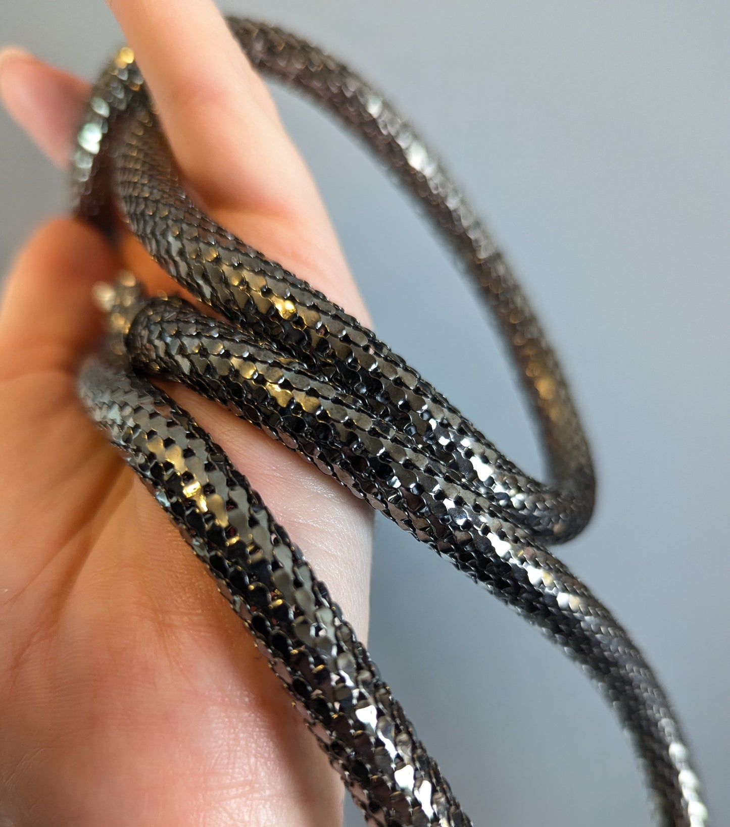 Vintage Jaeger snake design belt, Gunmetal and Diamanté