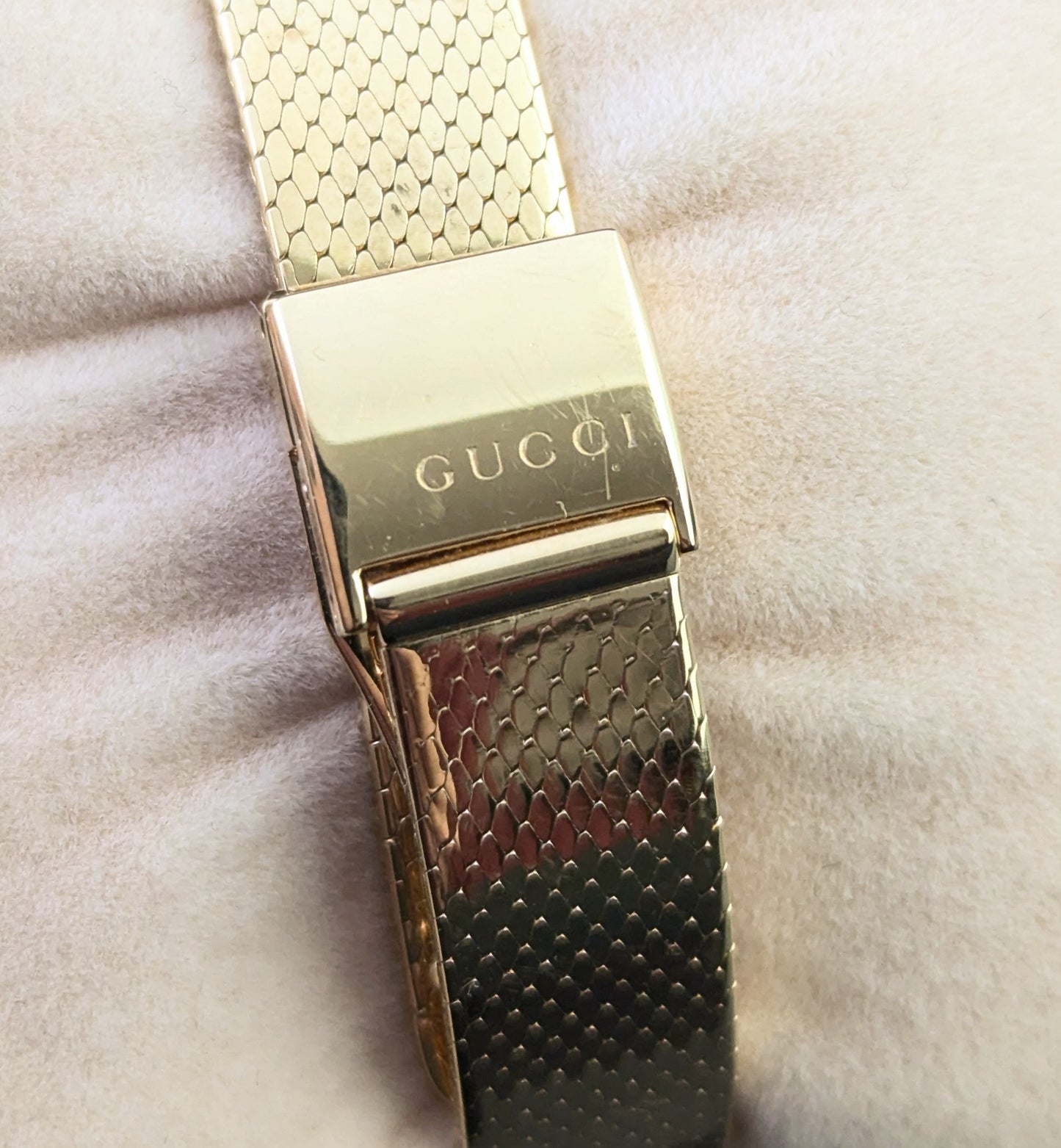 Vintage Gucci G frame wristwatch, gold plated, boxed