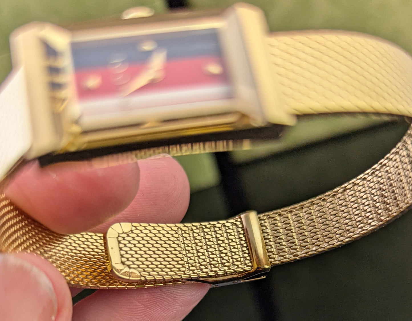 Vintage Gucci G frame wristwatch, gold plated, boxed