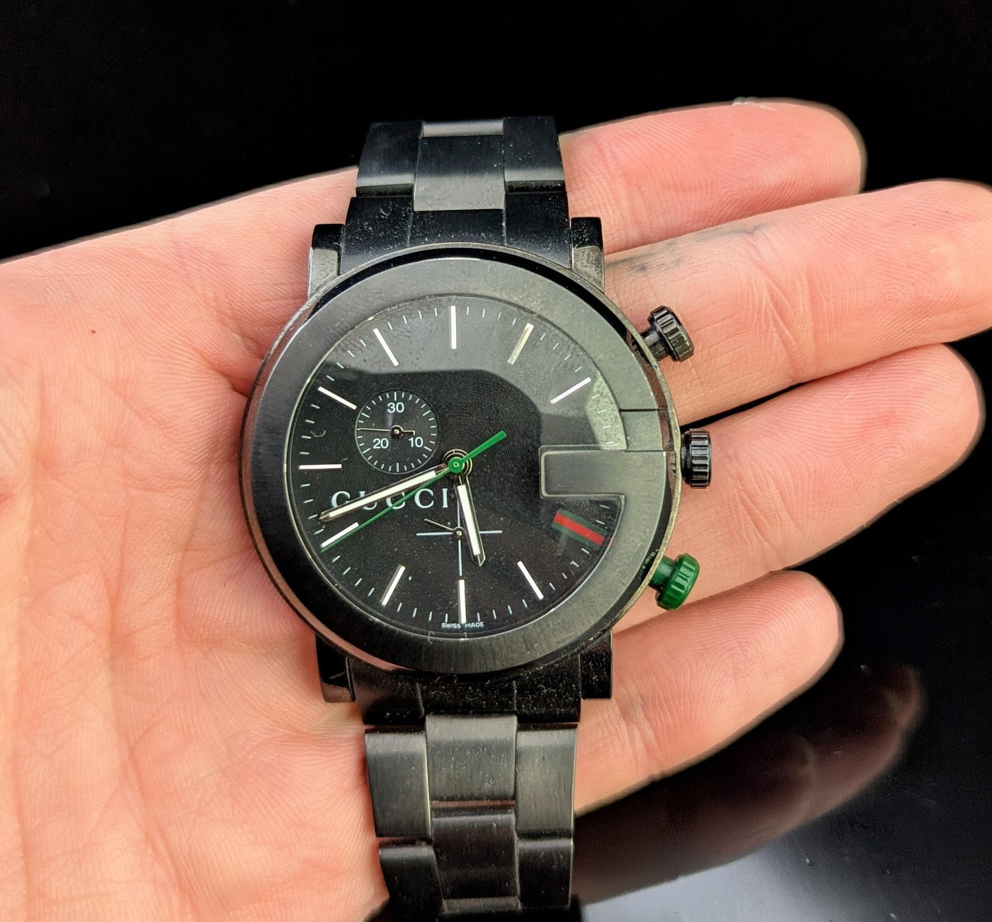 Gucci G Chrono mens black PVD steel Chronograph wristwatch