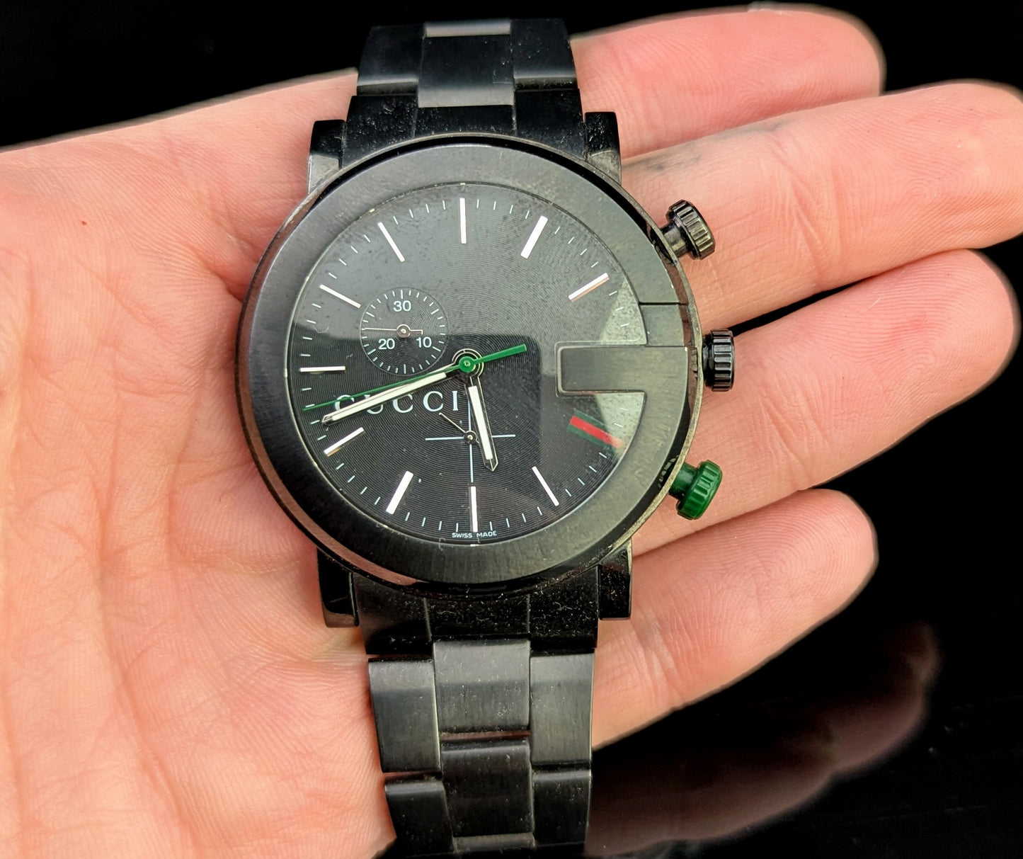 Gucci G Chrono mens black PVD steel Chronograph wristwatch