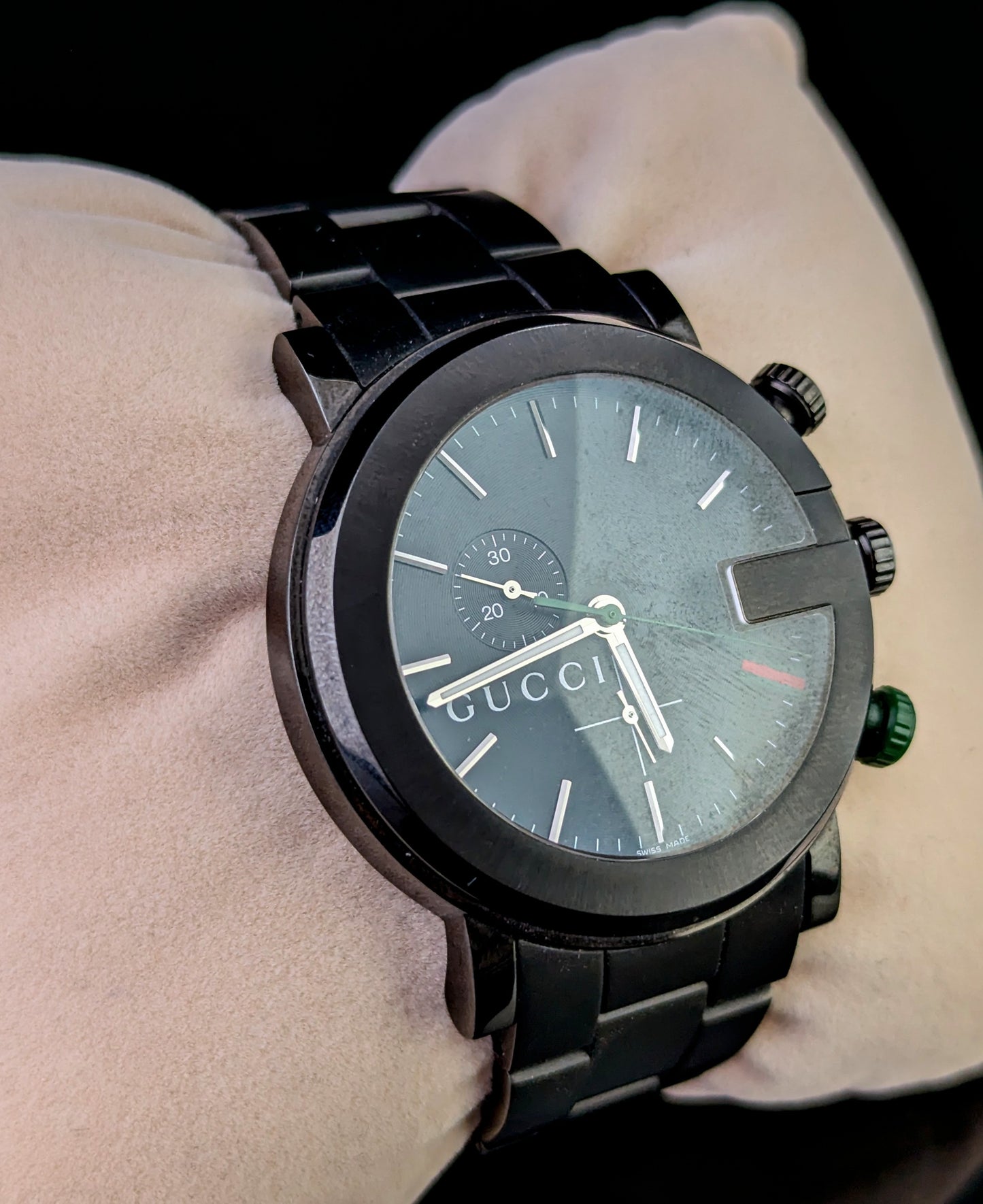 Gucci G Chrono mens black PVD steel Chronograph wristwatch