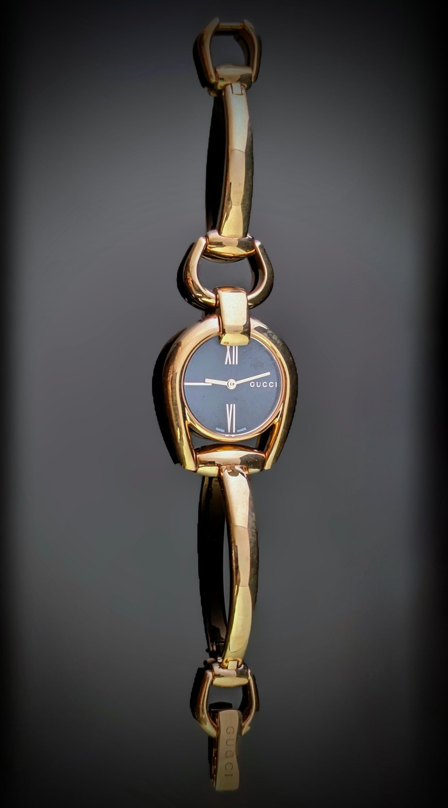 Gucci ladies Rose gold plated horsebit wristwatch, watch