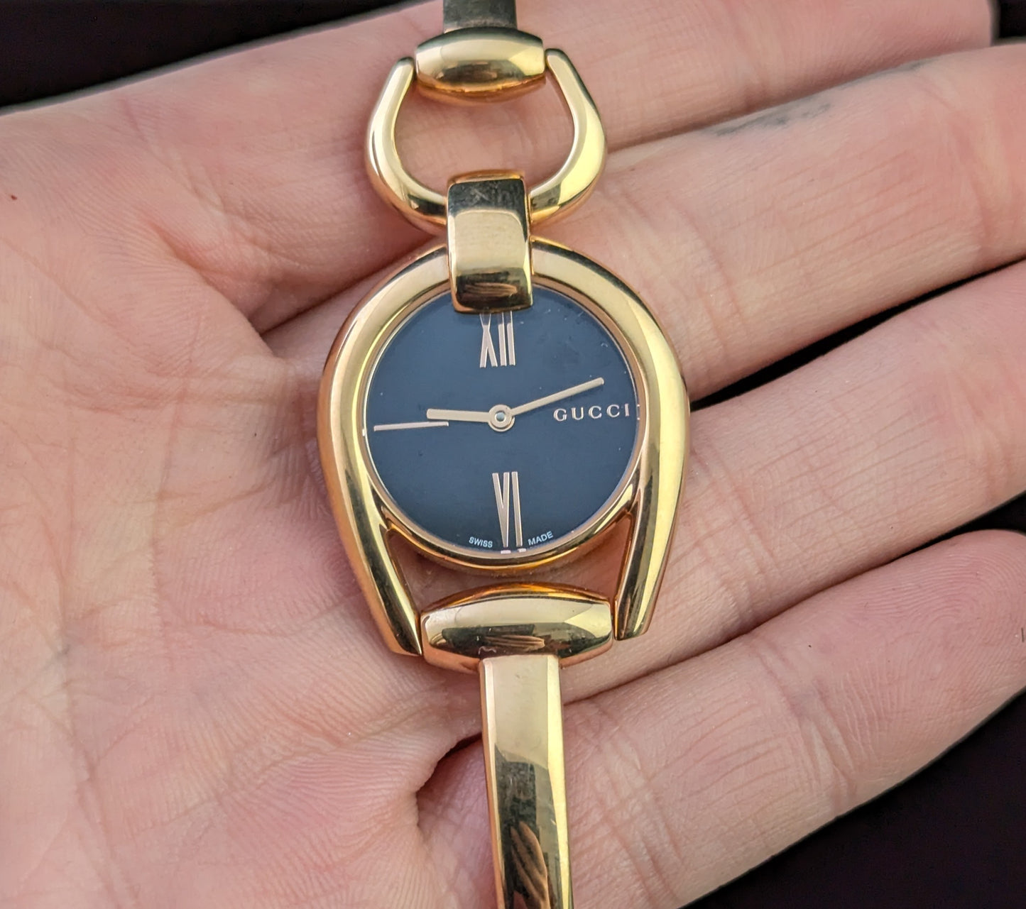 Gucci ladies Rose gold plated horsebit wristwatch, watch