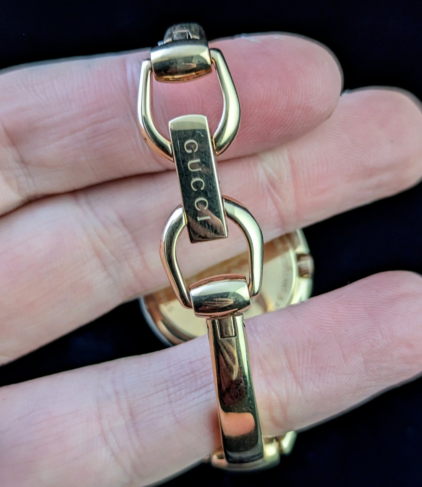 Gucci ladies Rose gold plated horsebit wristwatch, watch