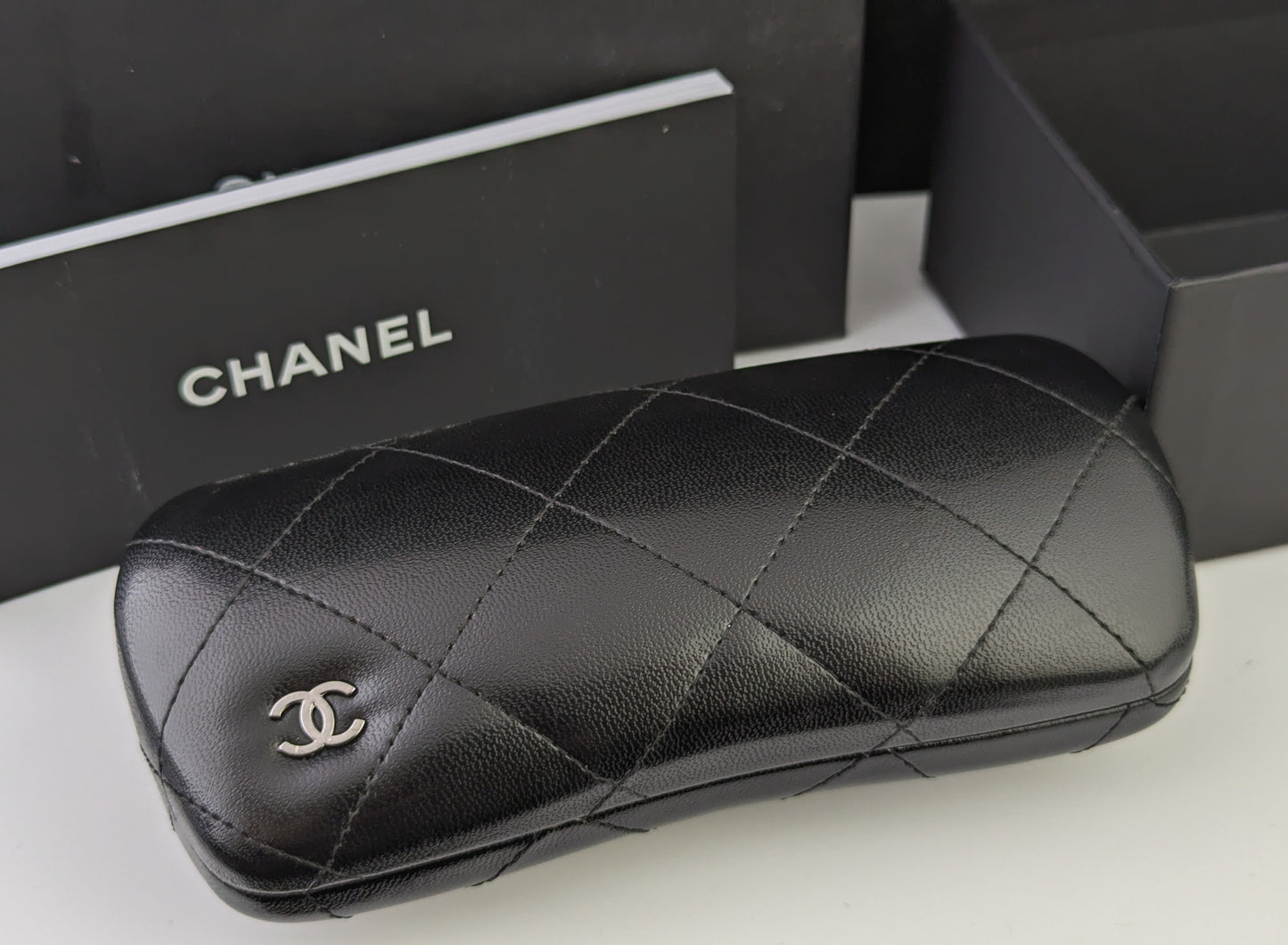 Chanel oversized sunglasses, black, cased
