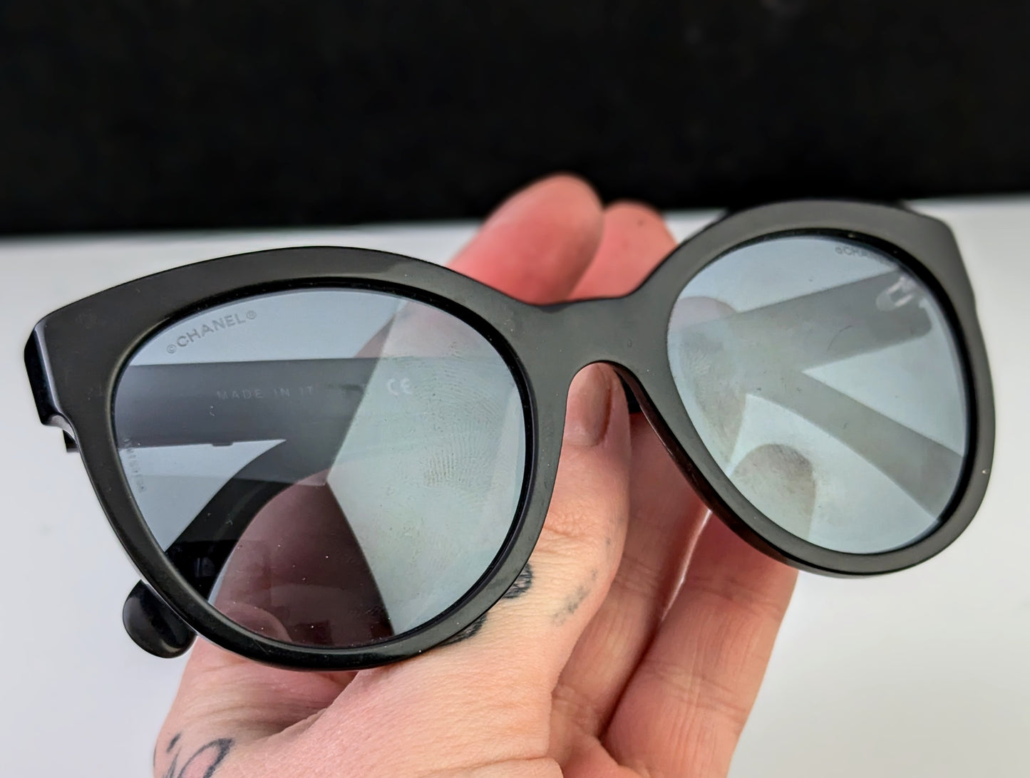 Chanel oversized sunglasses, black, cased