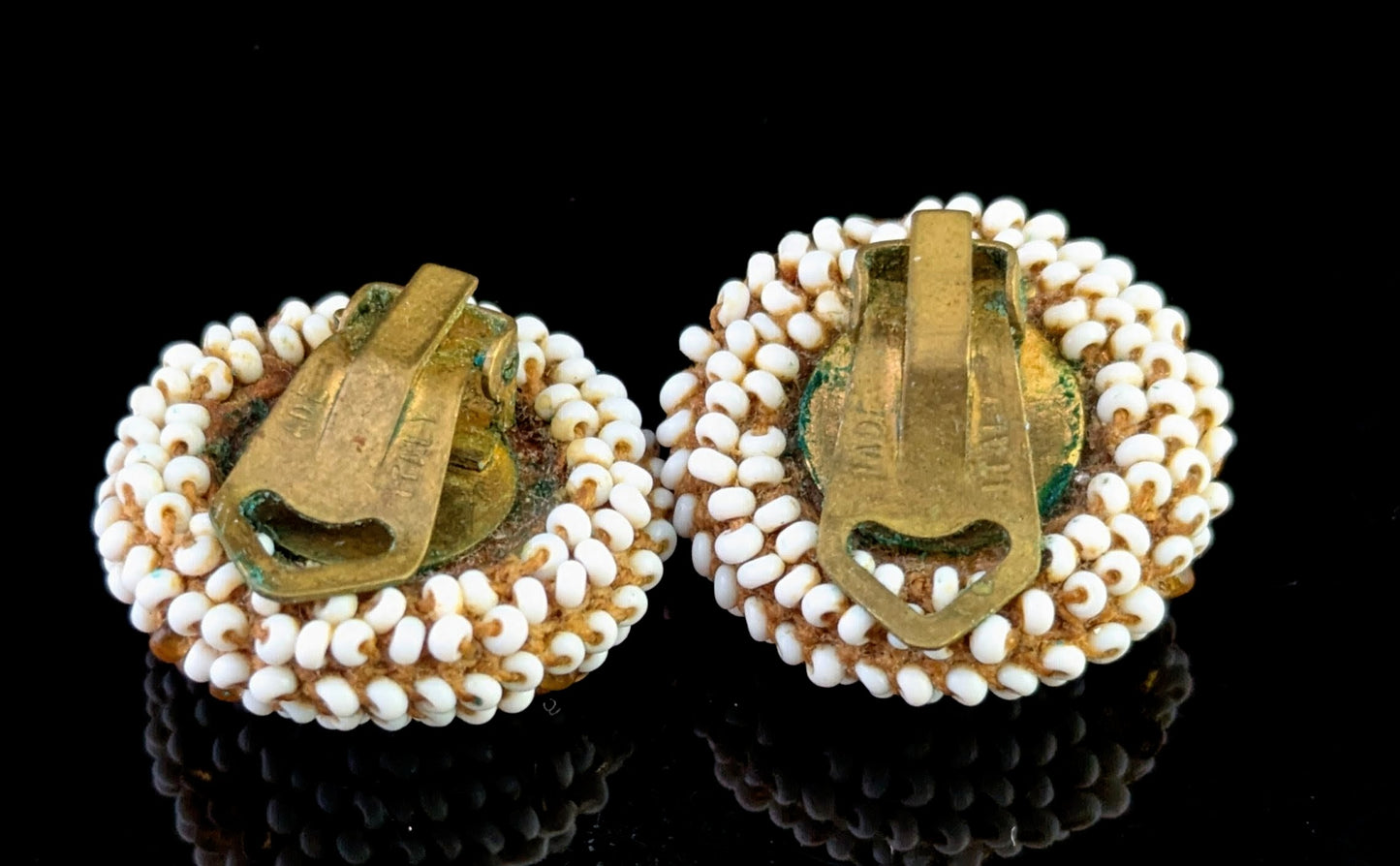 Vintage Art Deco beaded snake necklace, earrings set