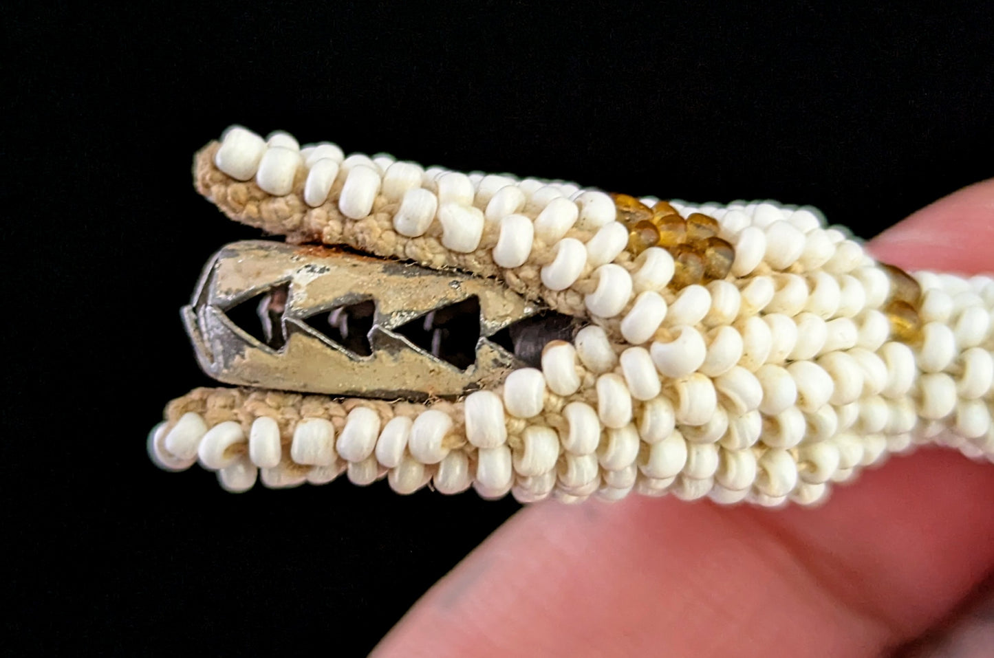 Vintage Art Deco beaded snake necklace, earrings set