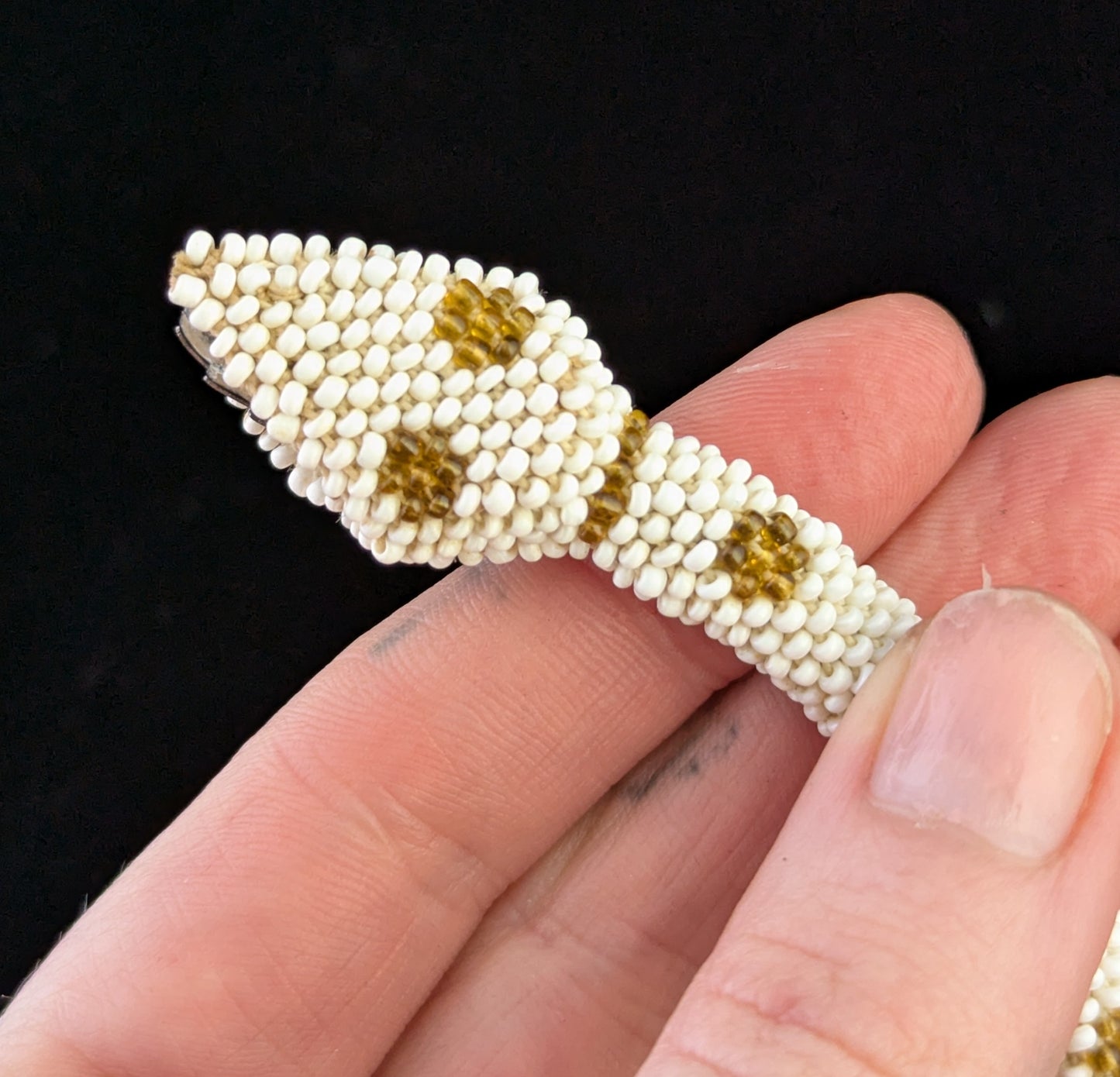 Vintage Art Deco beaded snake necklace, earrings set