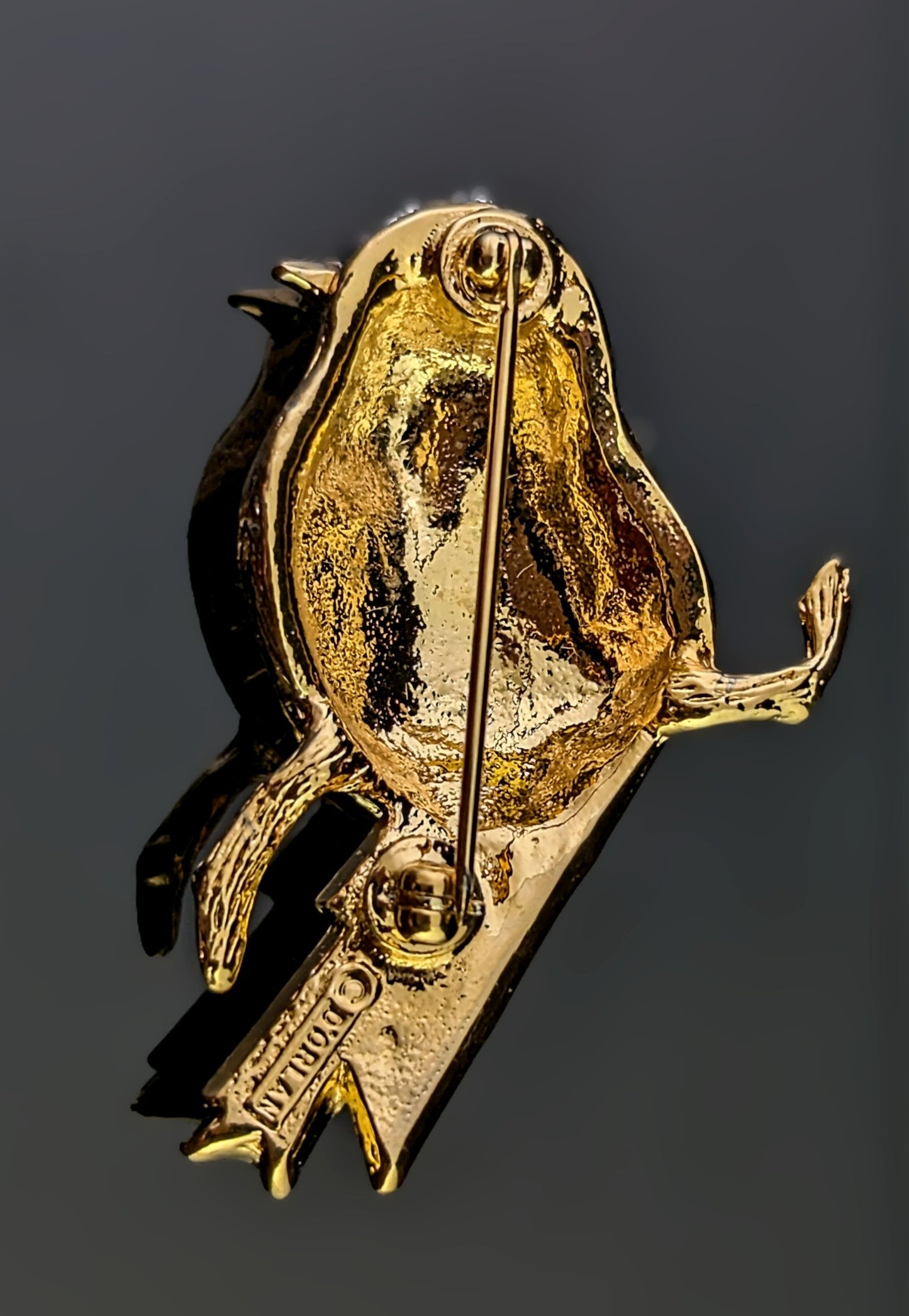 Vintage D'Orlan Bird brooch, enamelled and diamante