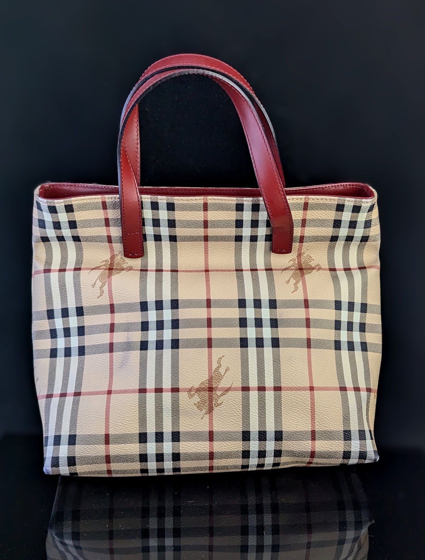 Vintage Burberry Haymarket check tote bag