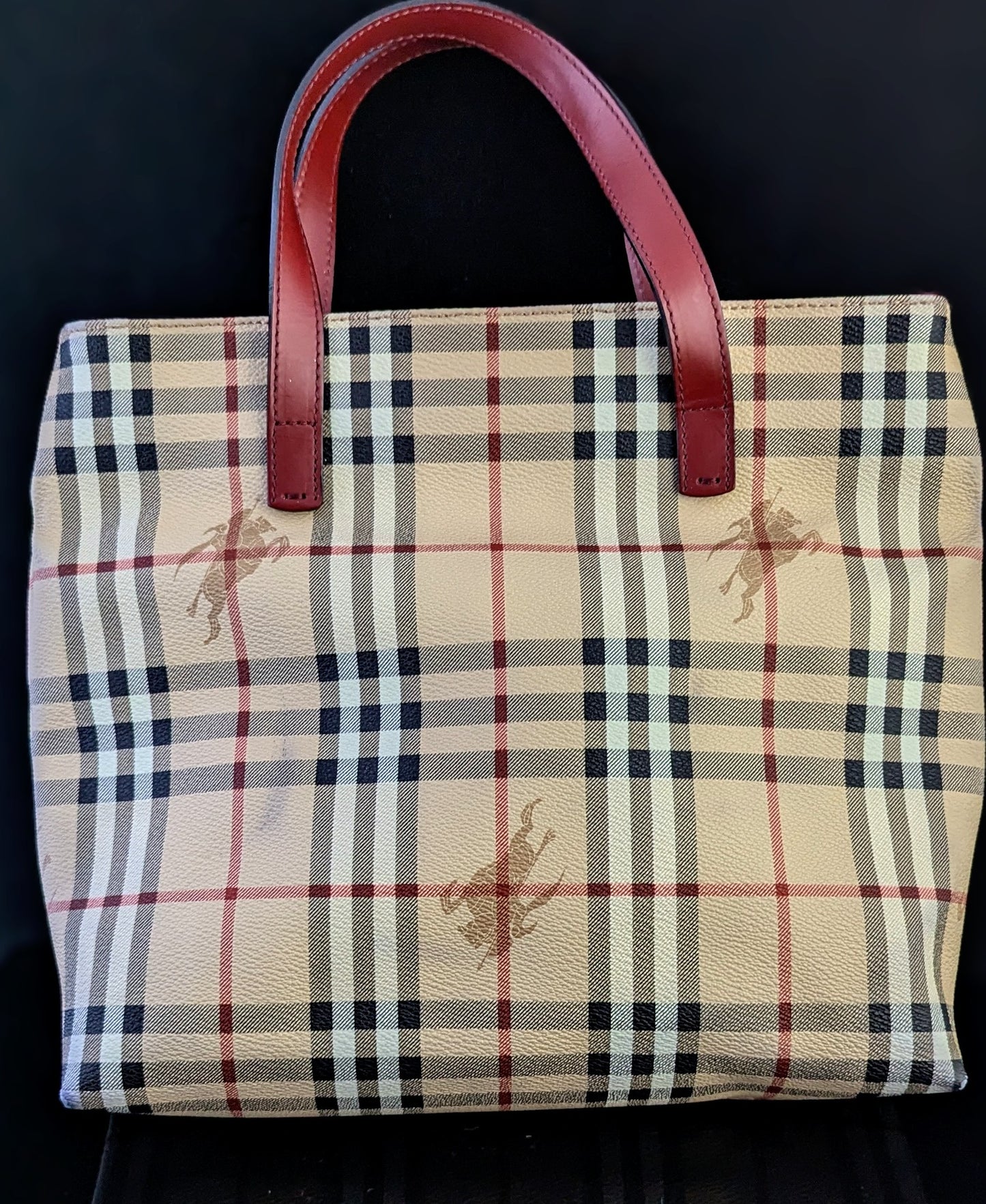 Vintage Burberry Haymarket check tote bag