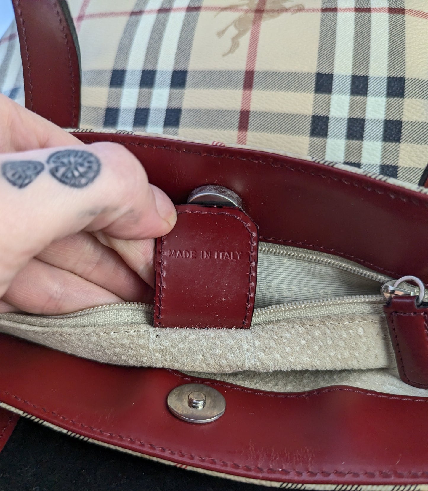 Vintage Burberry Haymarket check tote bag