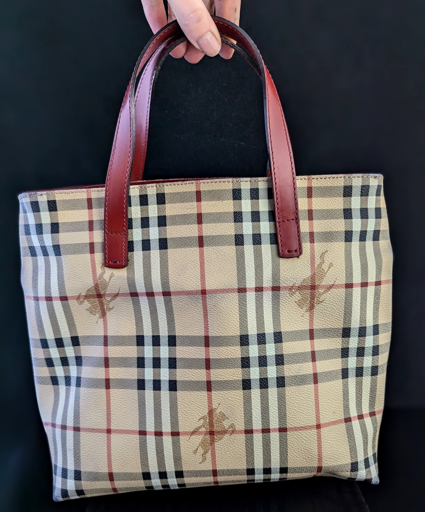 Vintage Burberry Haymarket check tote bag