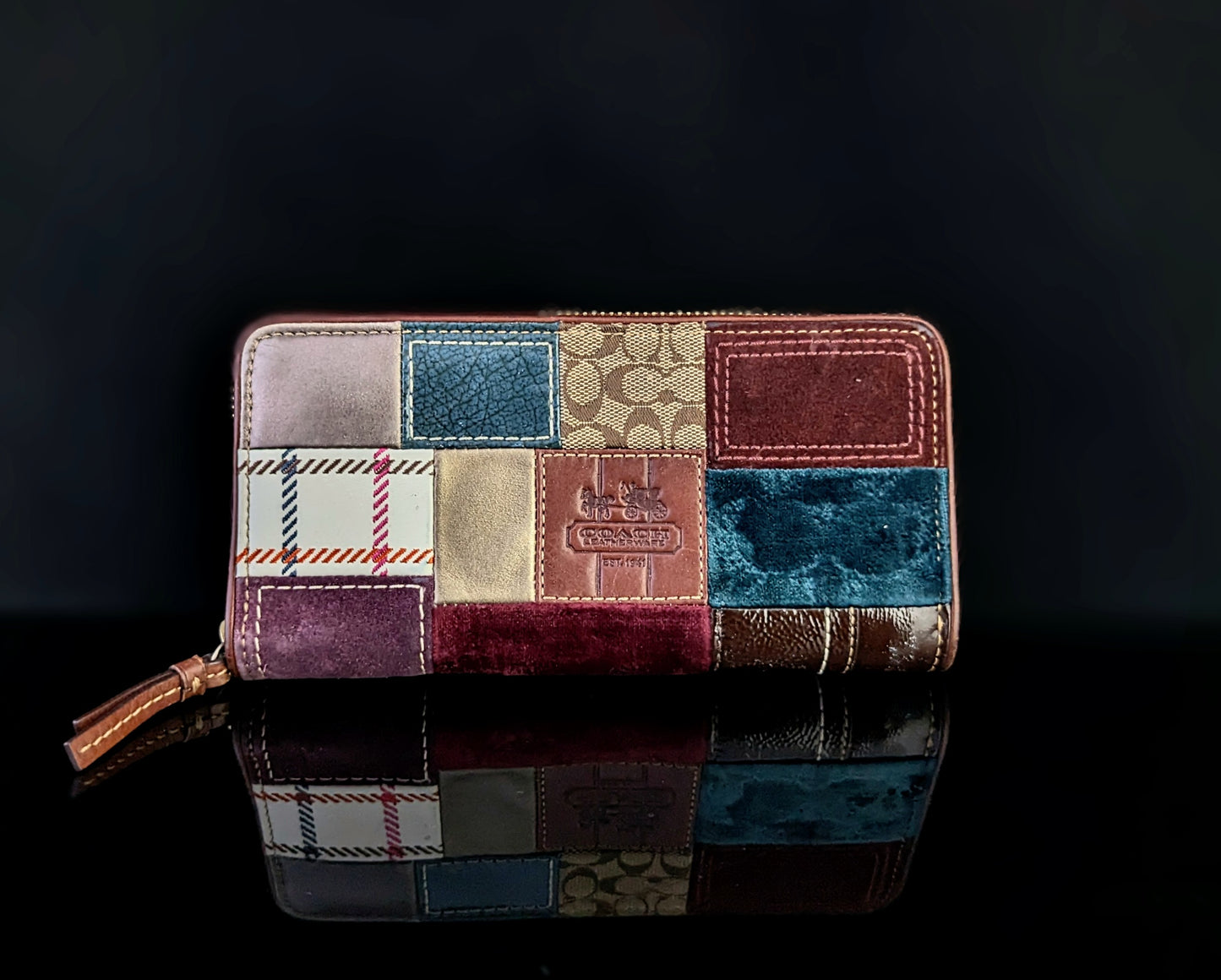 Vintage Coach patchwork leather and suede purse or wallet