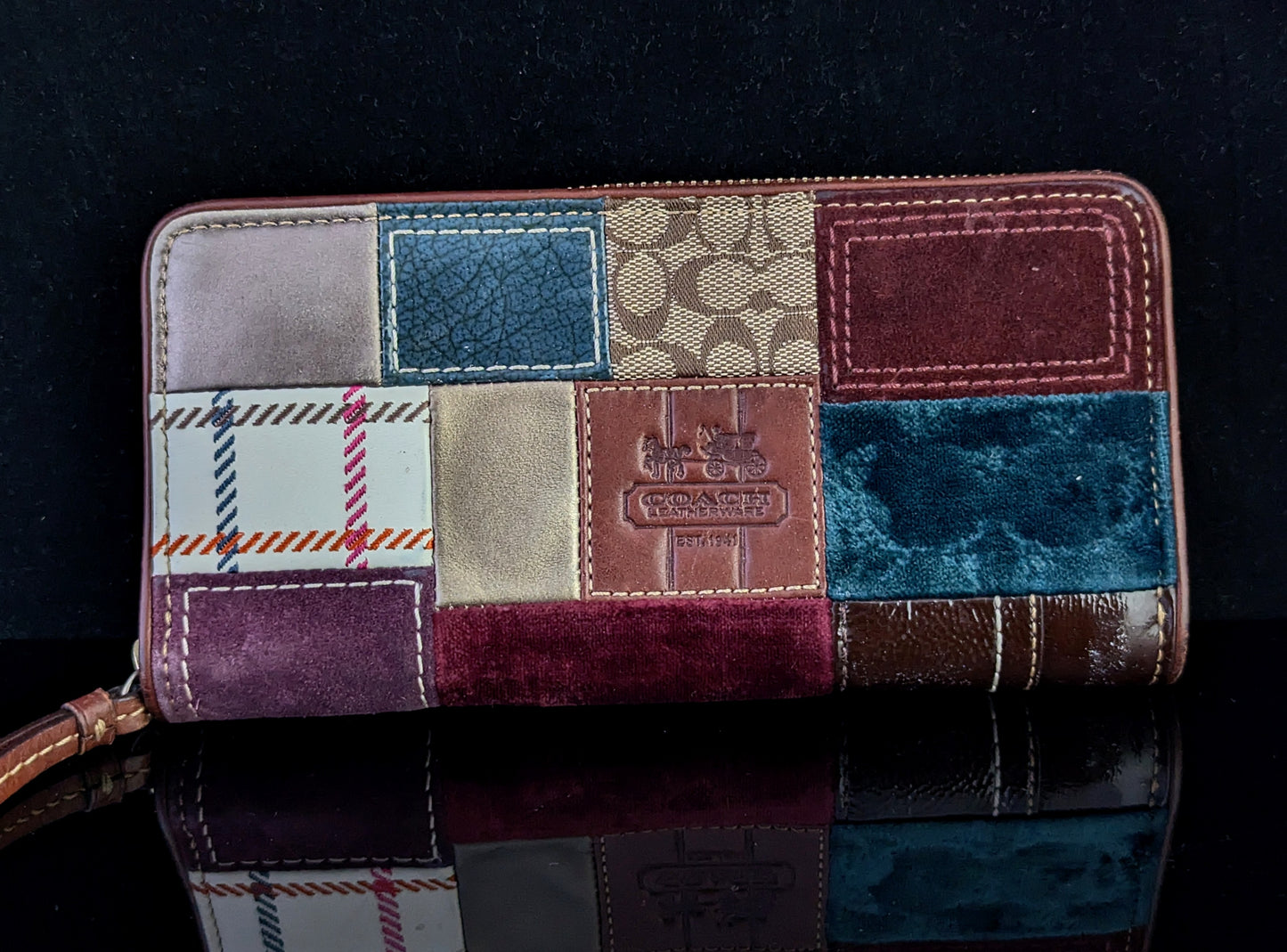 Vintage Coach patchwork leather and suede purse or wallet