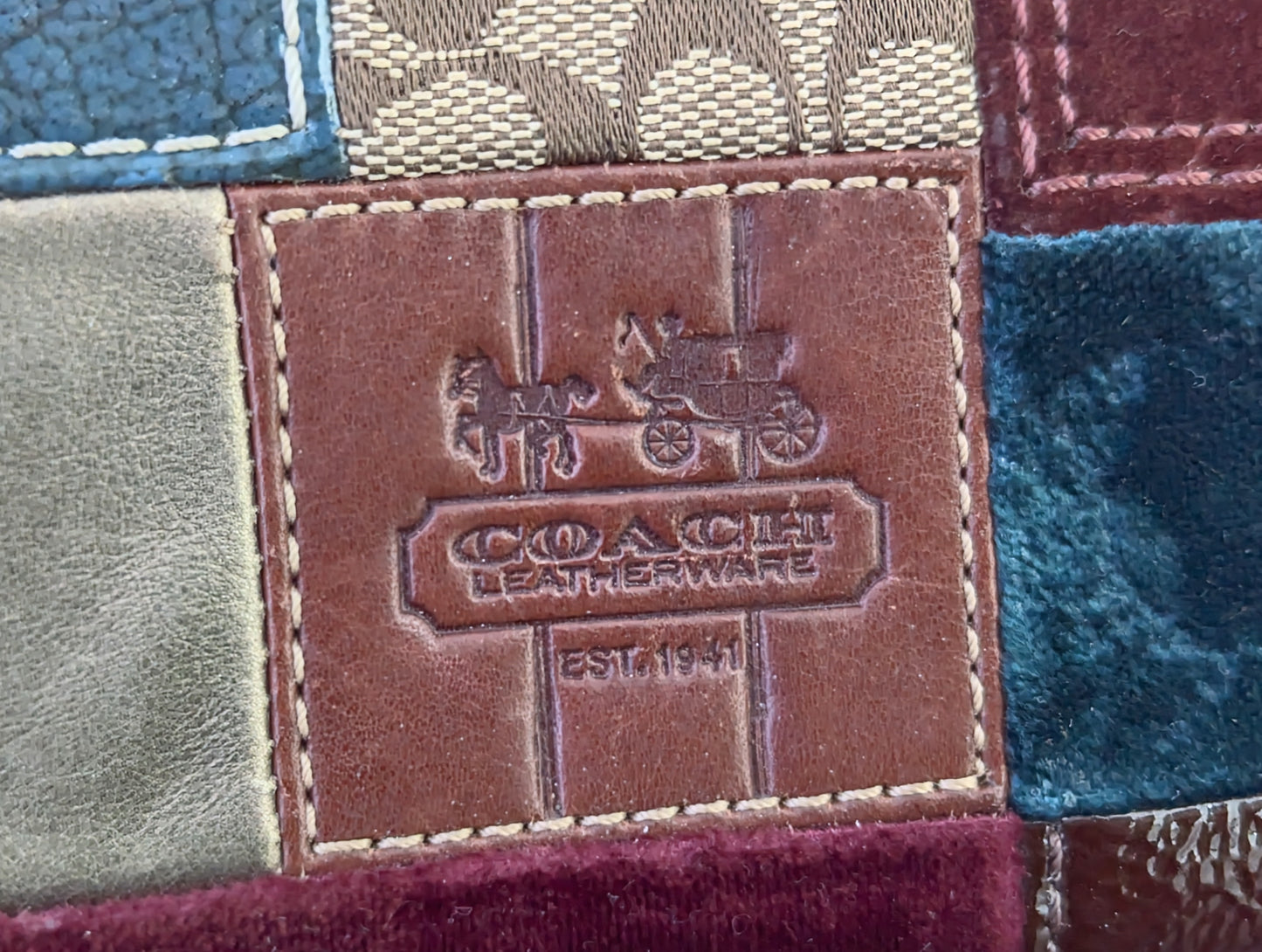 Vintage Coach patchwork leather and suede purse or wallet