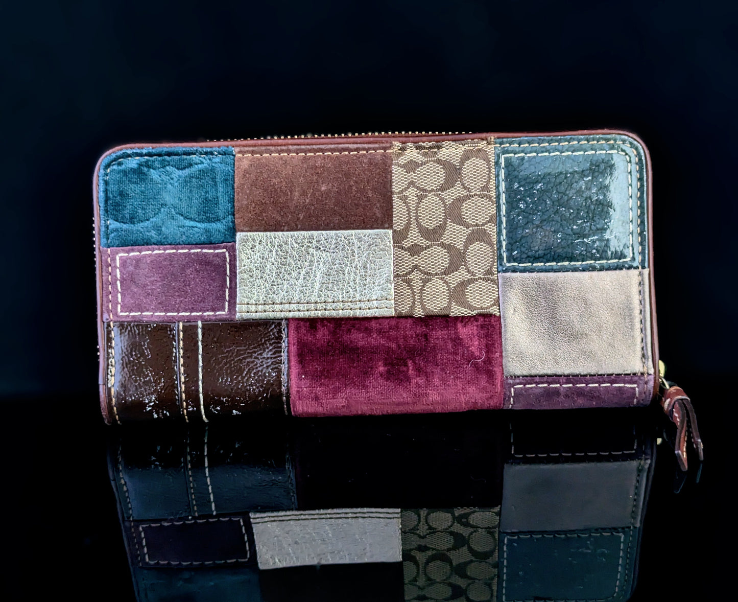 Vintage Coach patchwork leather and suede purse or wallet