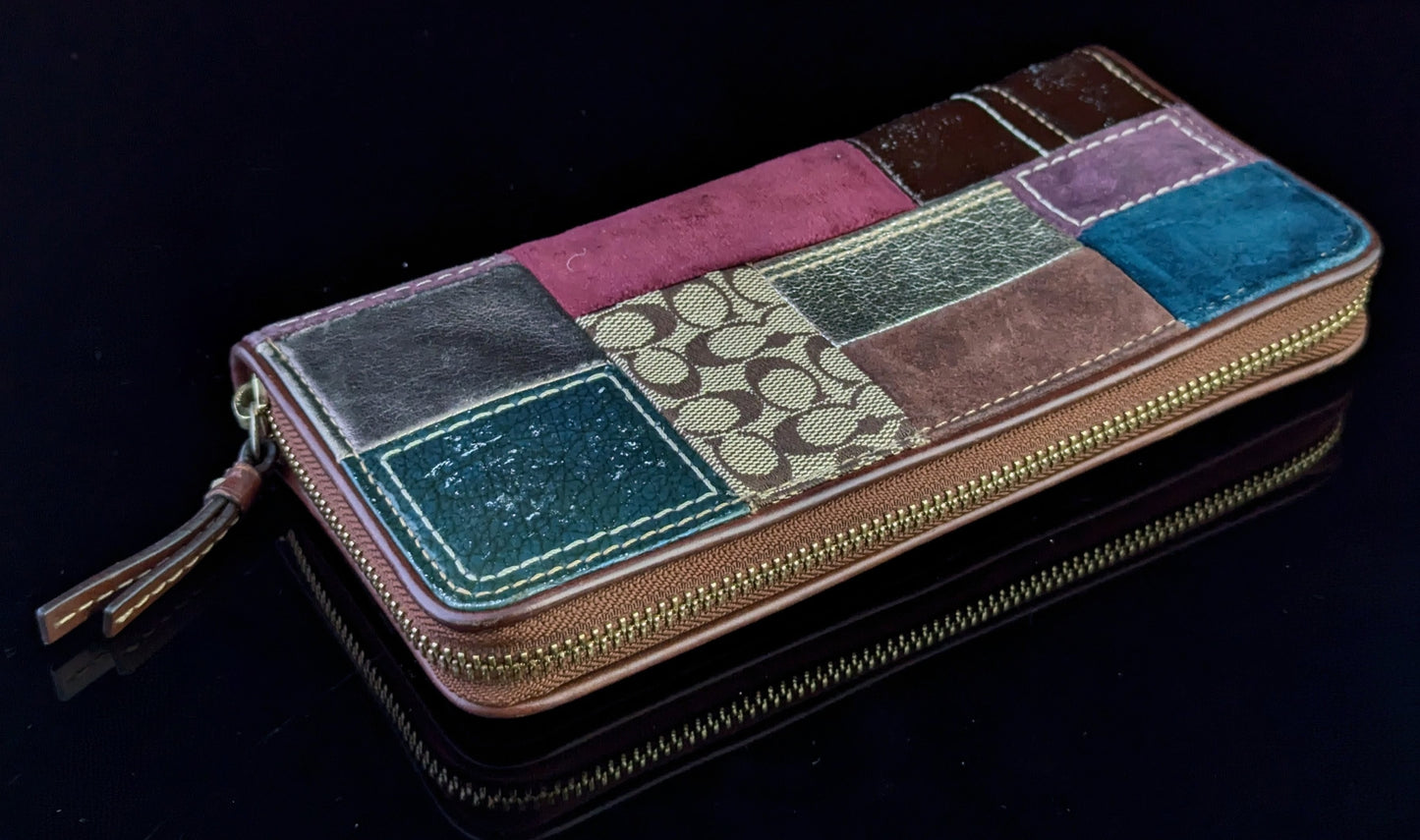 Vintage Coach patchwork leather and suede purse or wallet