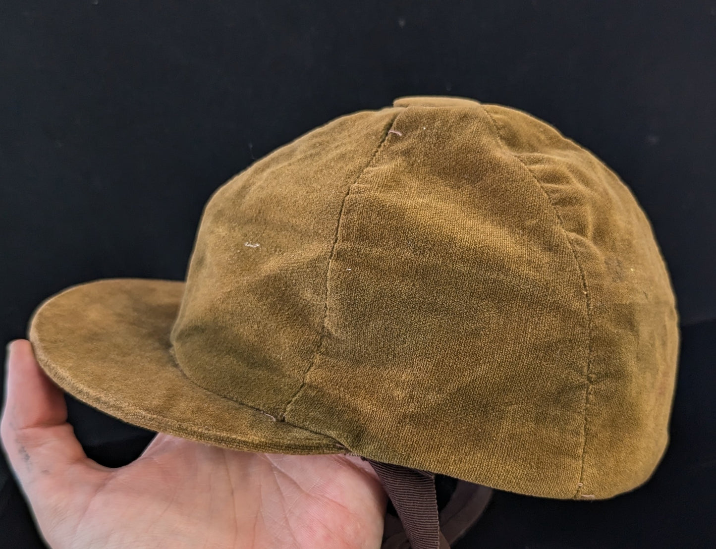 Antique velvet jockeys cap, sporting hat (Copy)