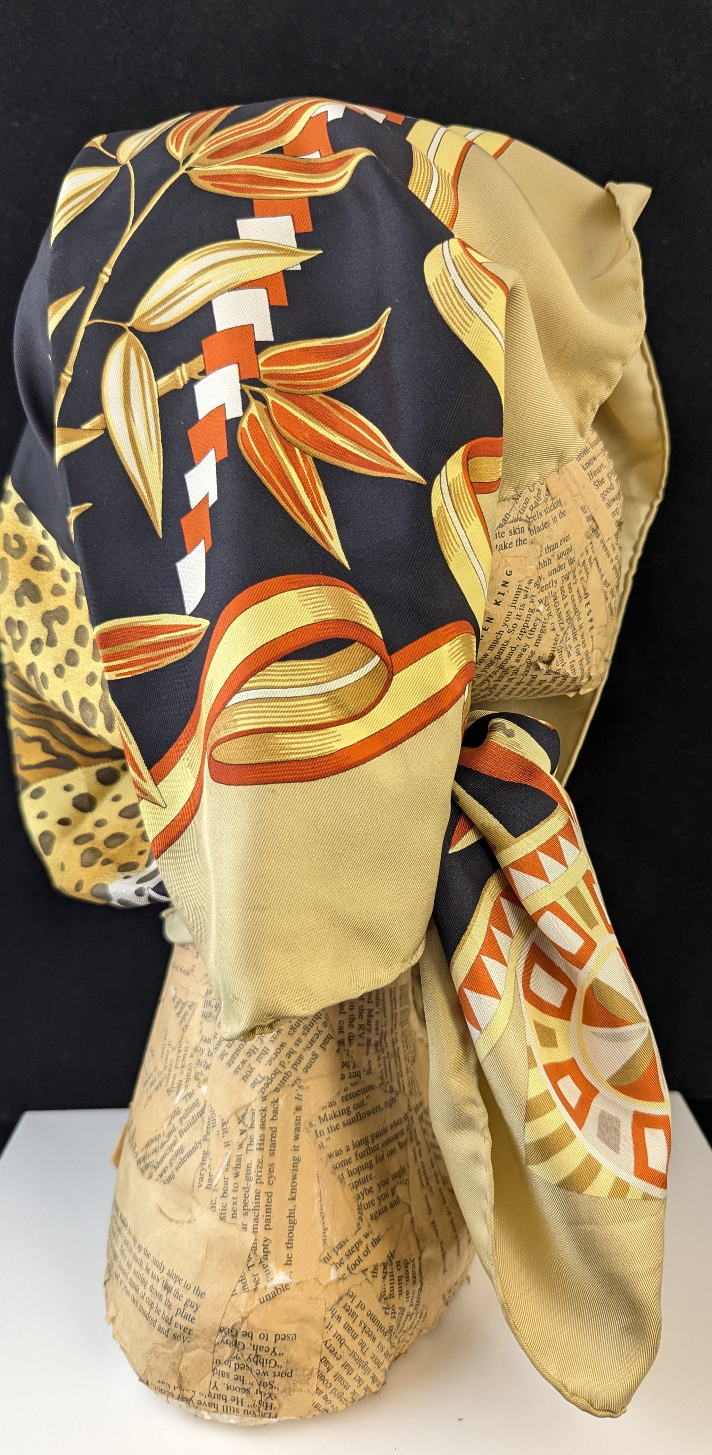 Vintage silk scarf, cheetah print, Salvatore Ferragamo