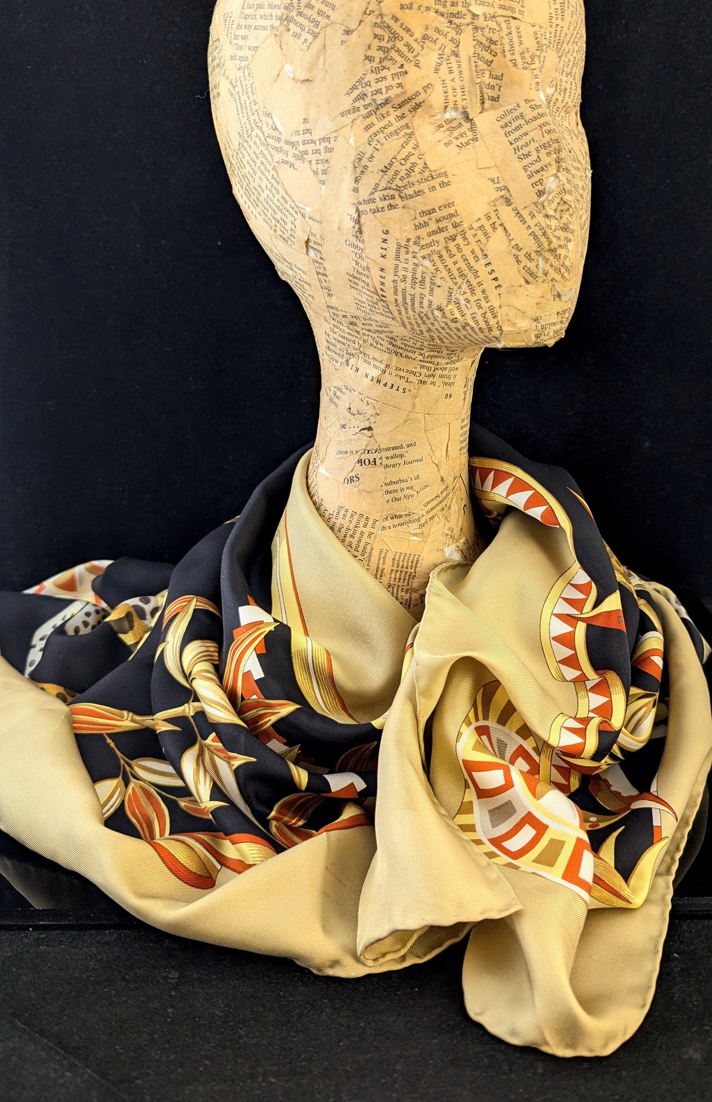 Vintage silk scarf, cheetah print, Salvatore Ferragamo
