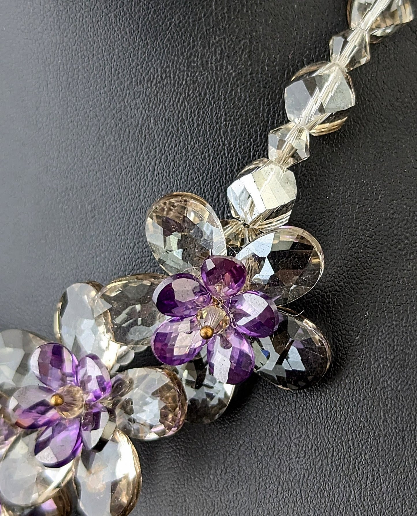 Vintage crystal flower necklace, choker, Butler and Wilson