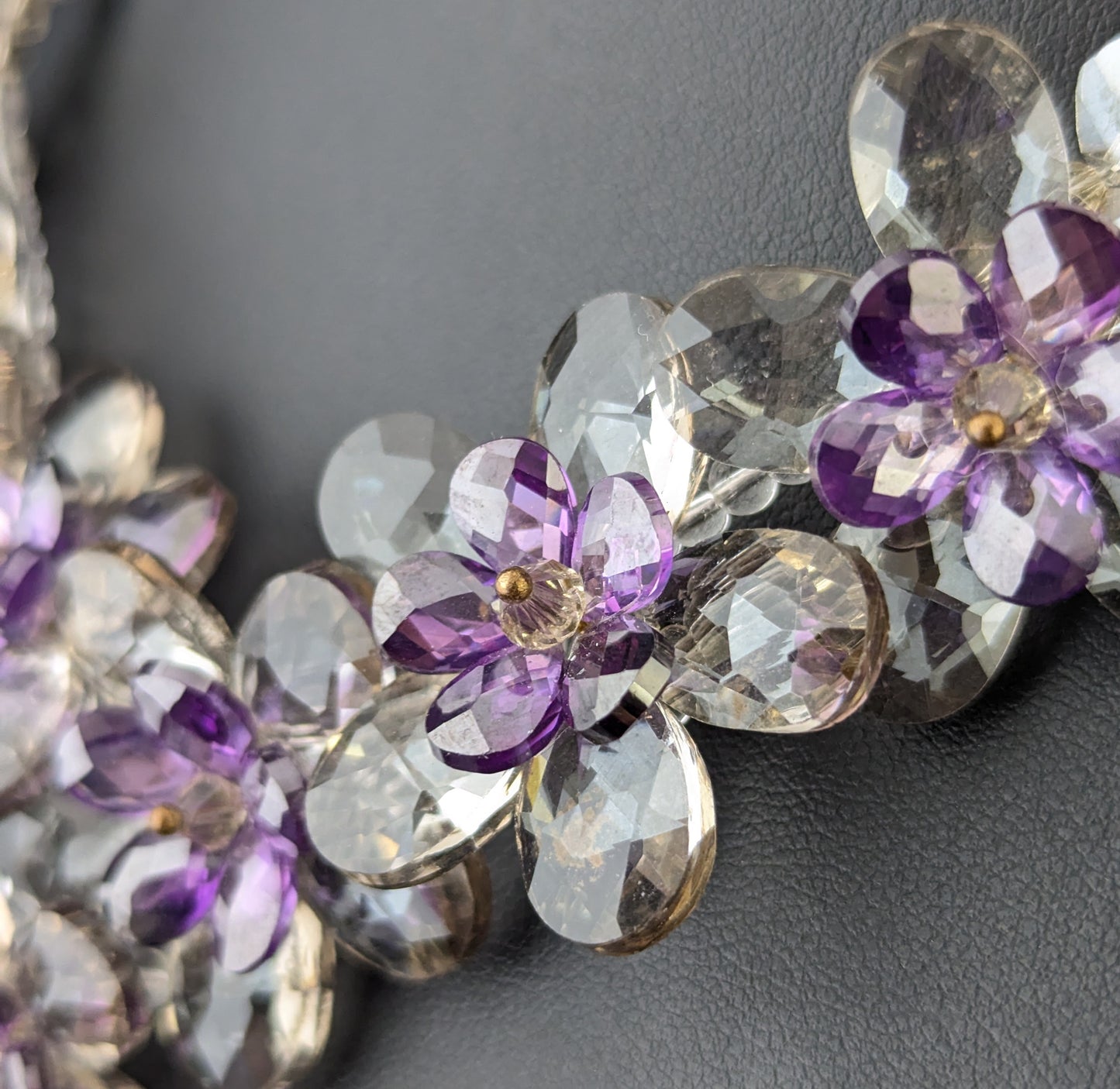 Vintage crystal flower necklace, choker, Butler and Wilson