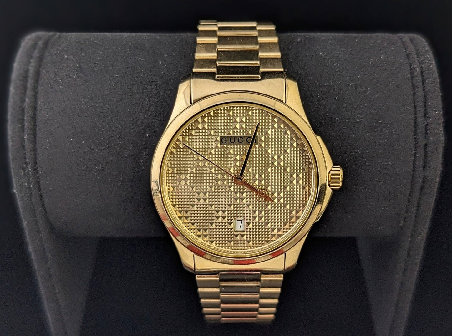 Gucci G-Timeless mens gold plated PVD wristwatch