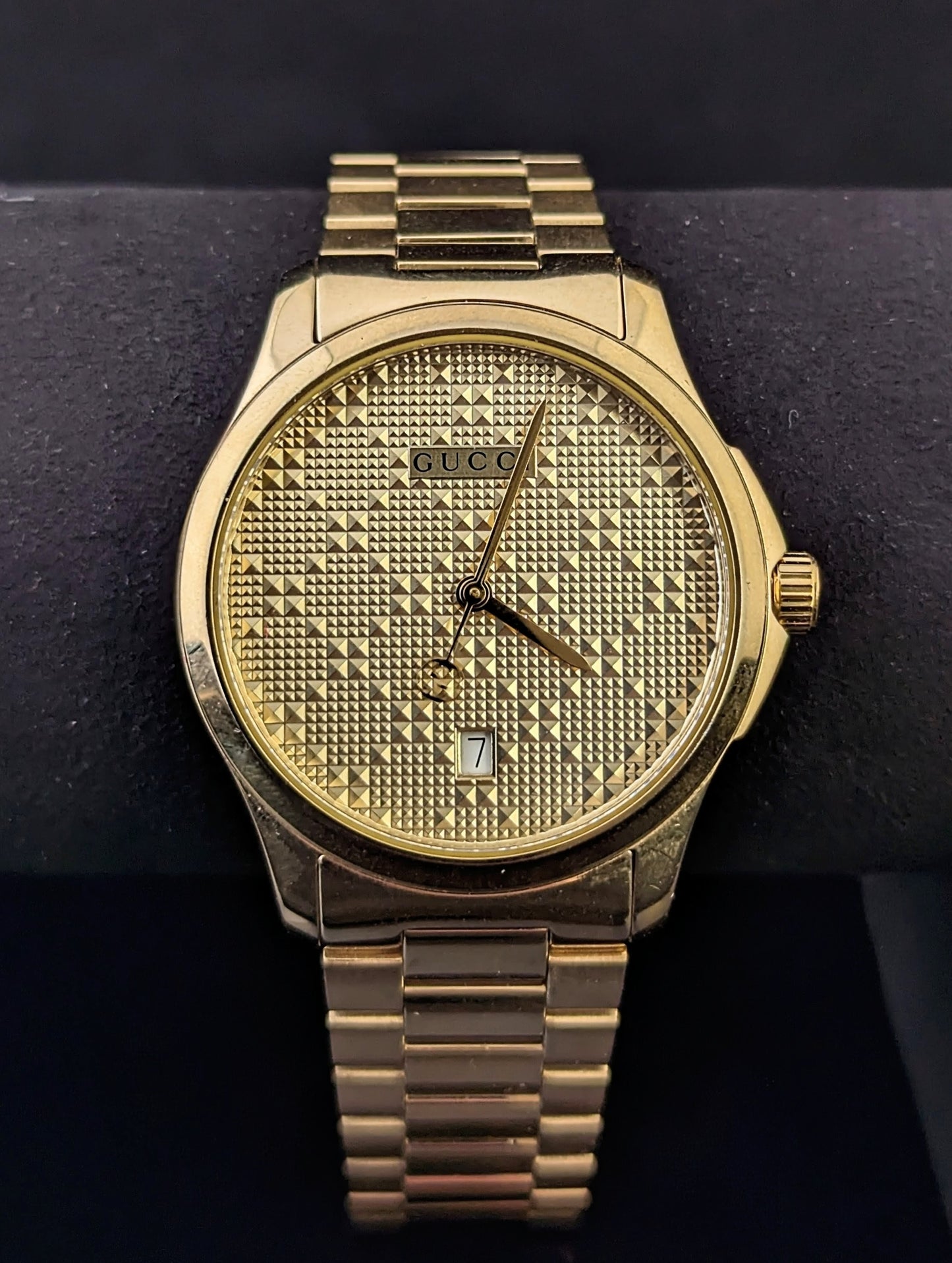 Gucci G-Timeless mens gold plated PVD wristwatch
