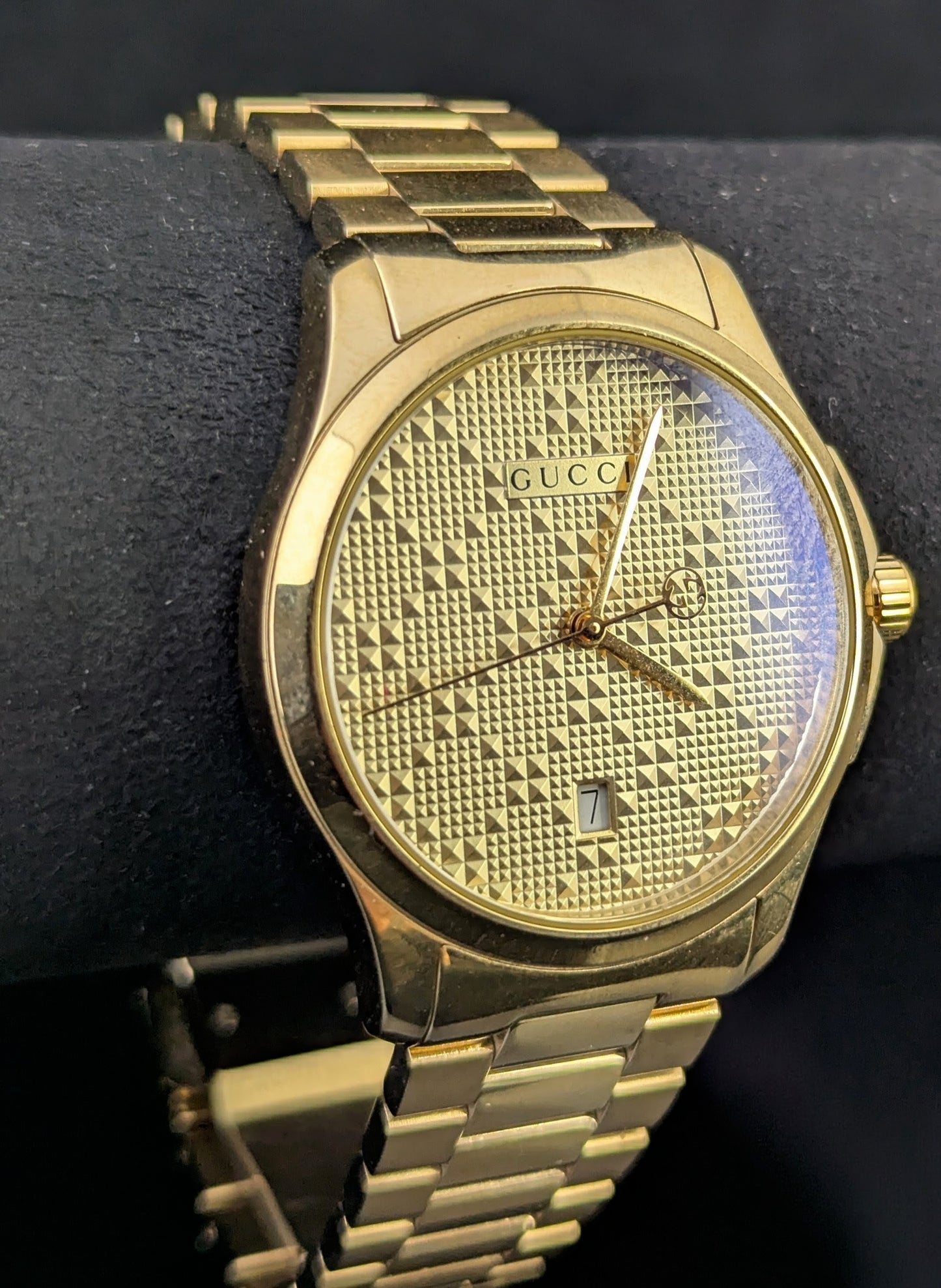 Gucci G-Timeless mens gold plated PVD wristwatch