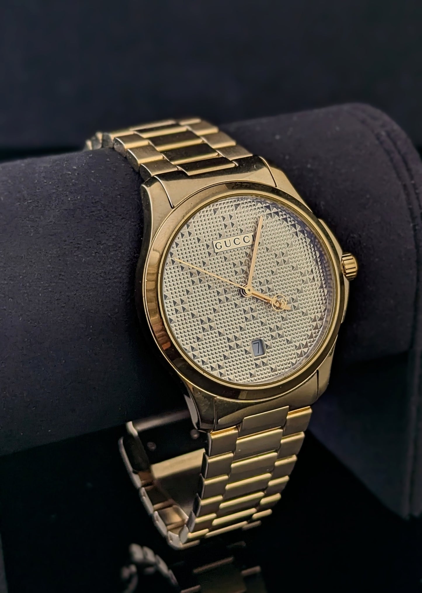Gucci G-Timeless mens gold plated PVD wristwatch