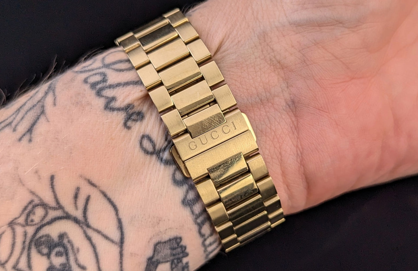 Gucci G-Timeless mens gold plated PVD wristwatch