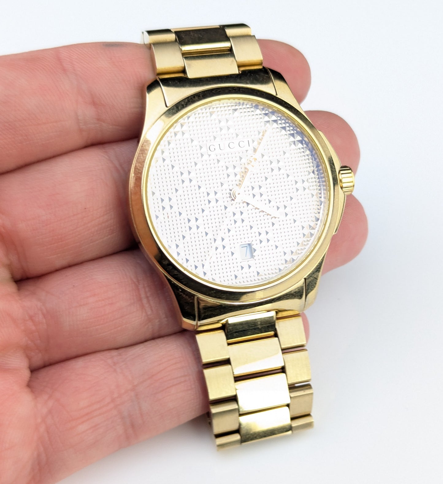 Gucci G-Timeless mens gold plated PVD wristwatch