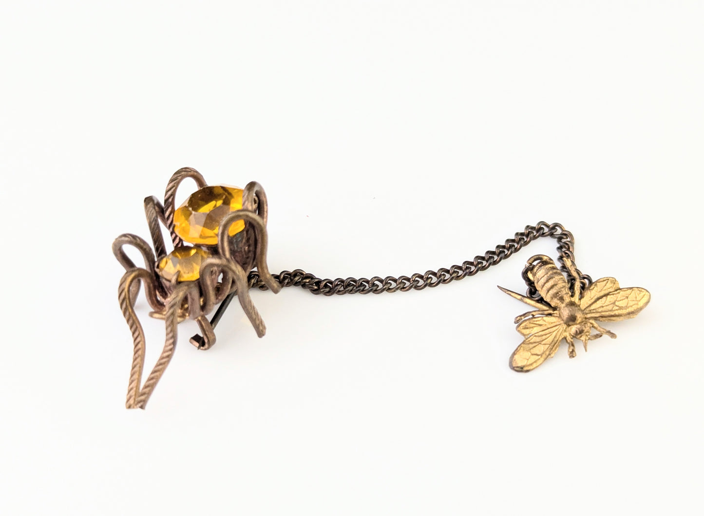 Antique paste spider and bee brooch