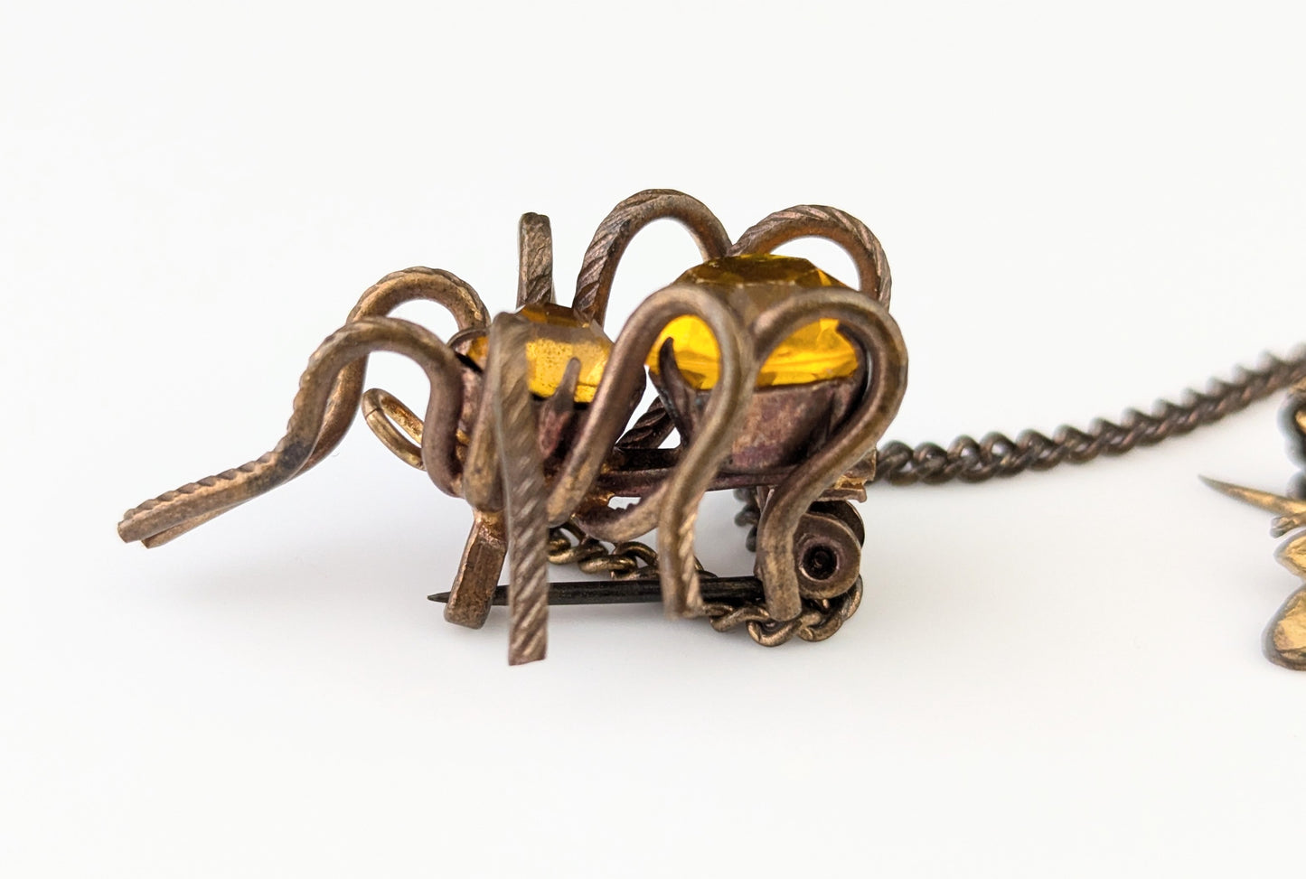 Antique paste spider and bee brooch