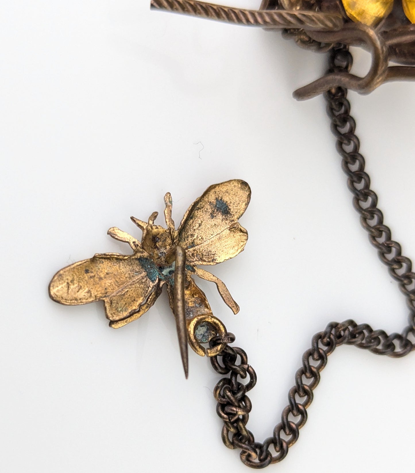 Antique paste spider and bee brooch