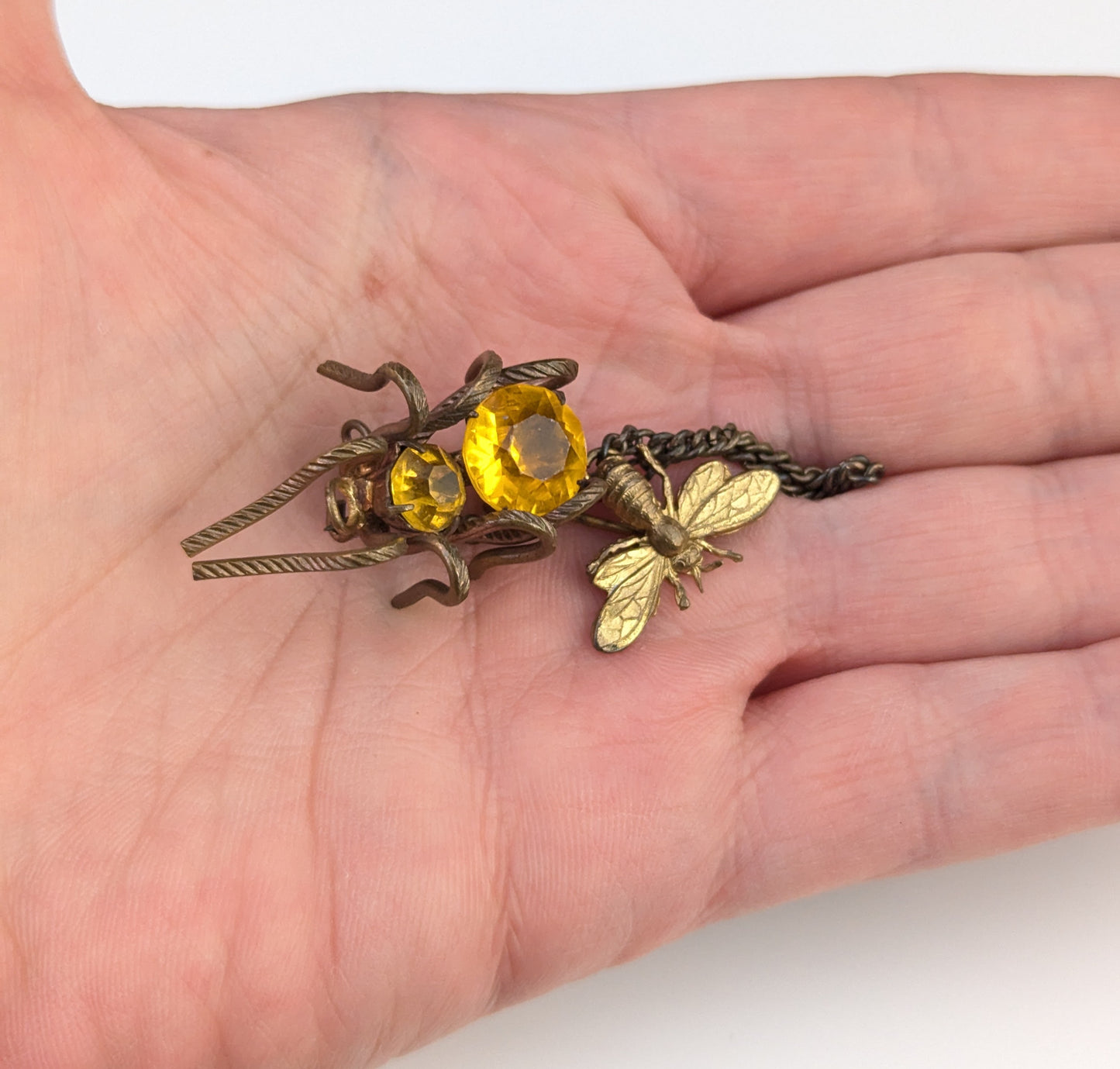 Antique paste spider and bee brooch