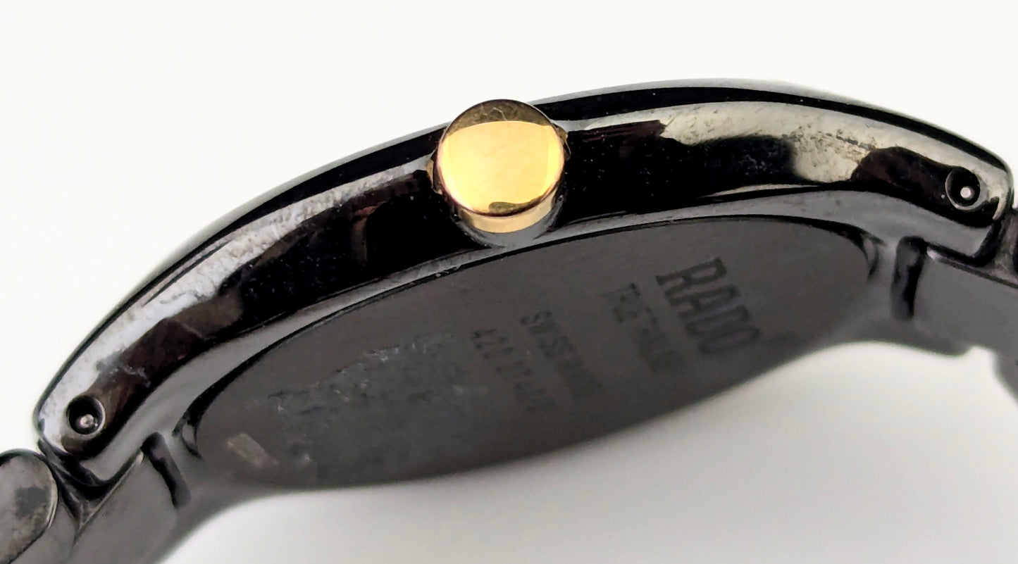 Rado True Thinline black ceramic dial wristwatch