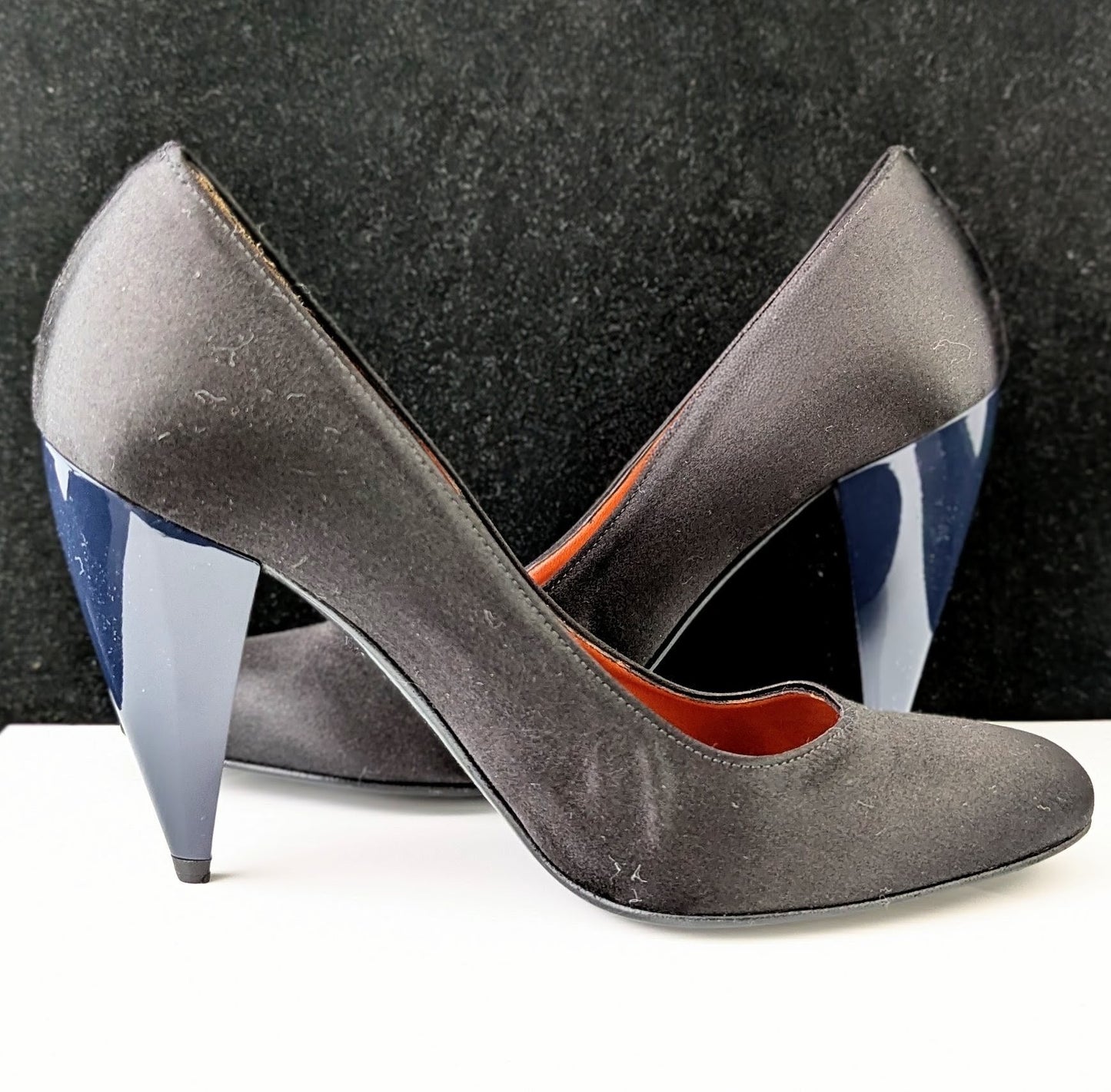 Lanvin Black satin high heeled court shoes, Patent heels, Pumps