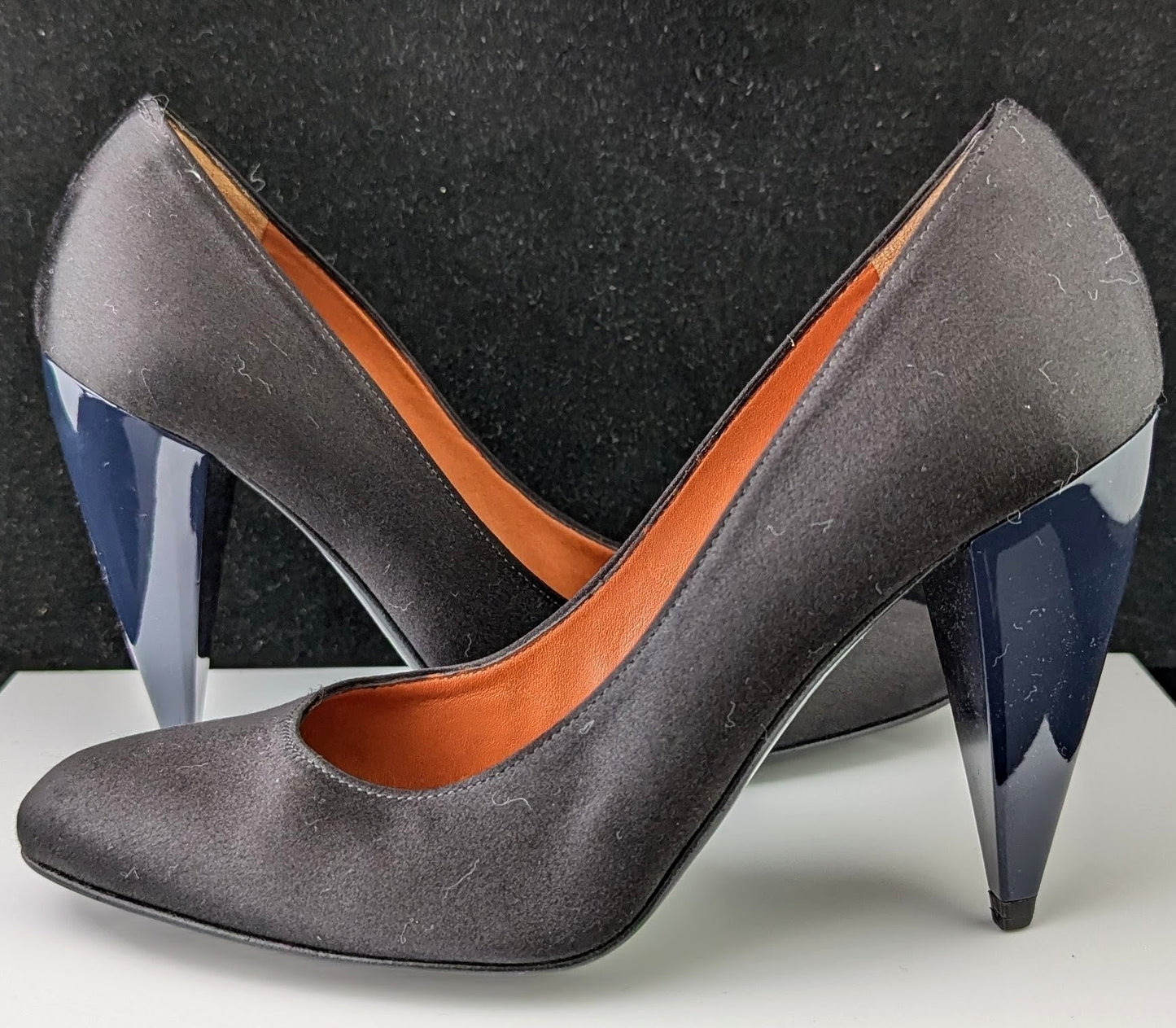 Lanvin Black satin high heeled court shoes, Patent heels, Pumps