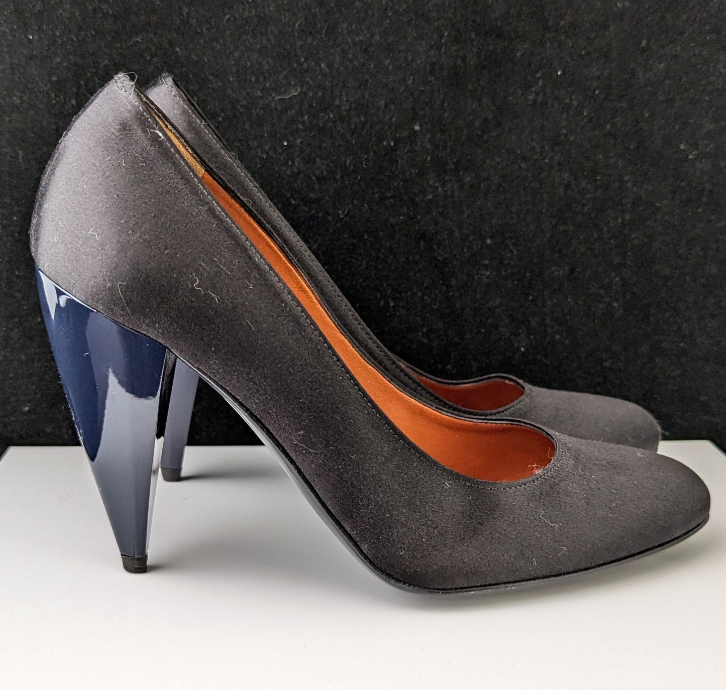 Lanvin Black satin high heeled court shoes, Patent heels, Pumps