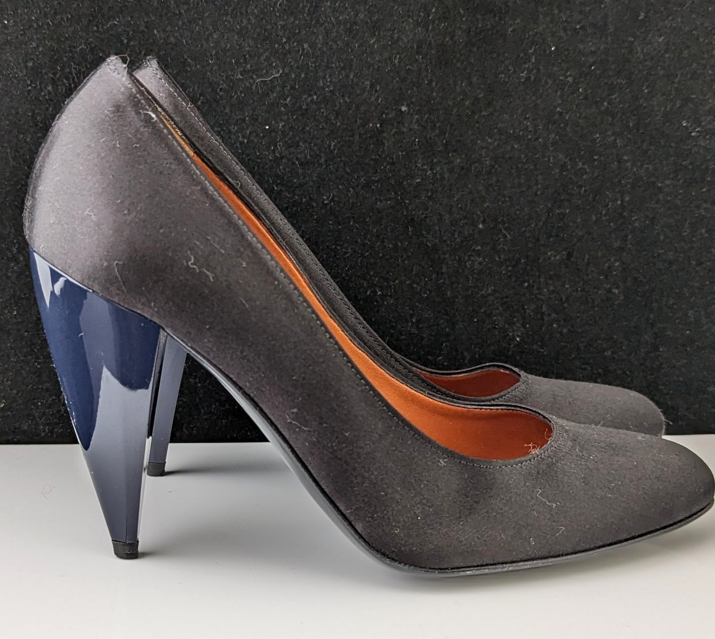 Lanvin Black satin high heeled court shoes, Patent heels, Pumps