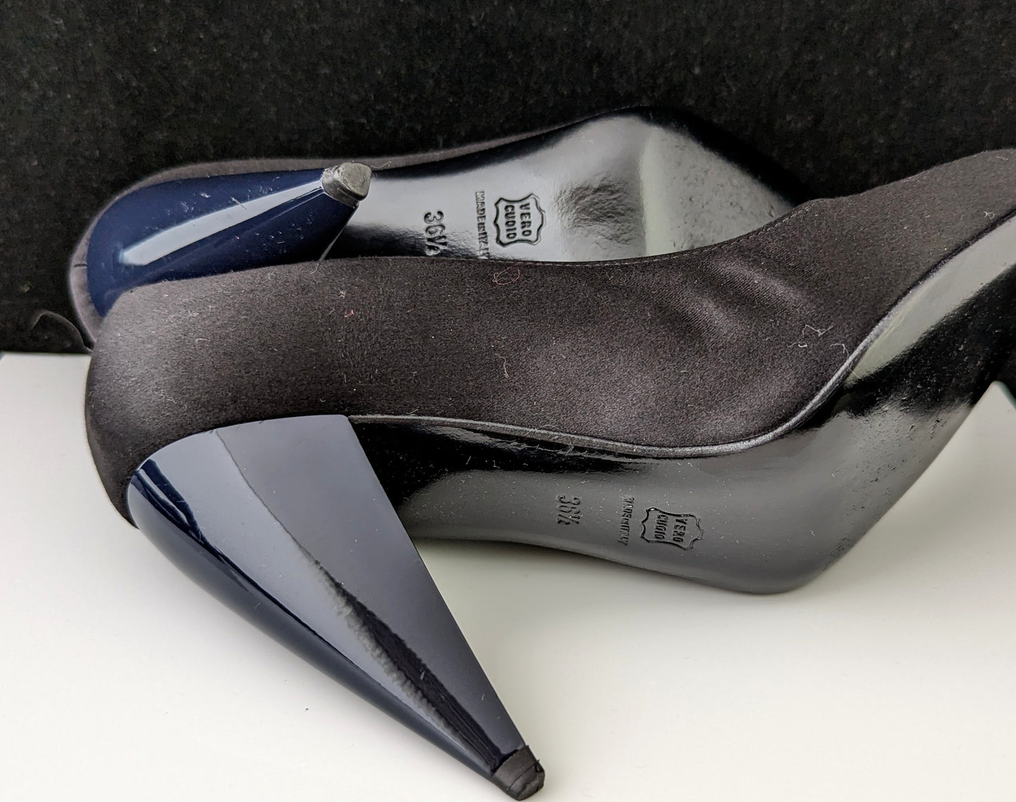Lanvin Black satin high heeled court shoes, Patent heels, Pumps