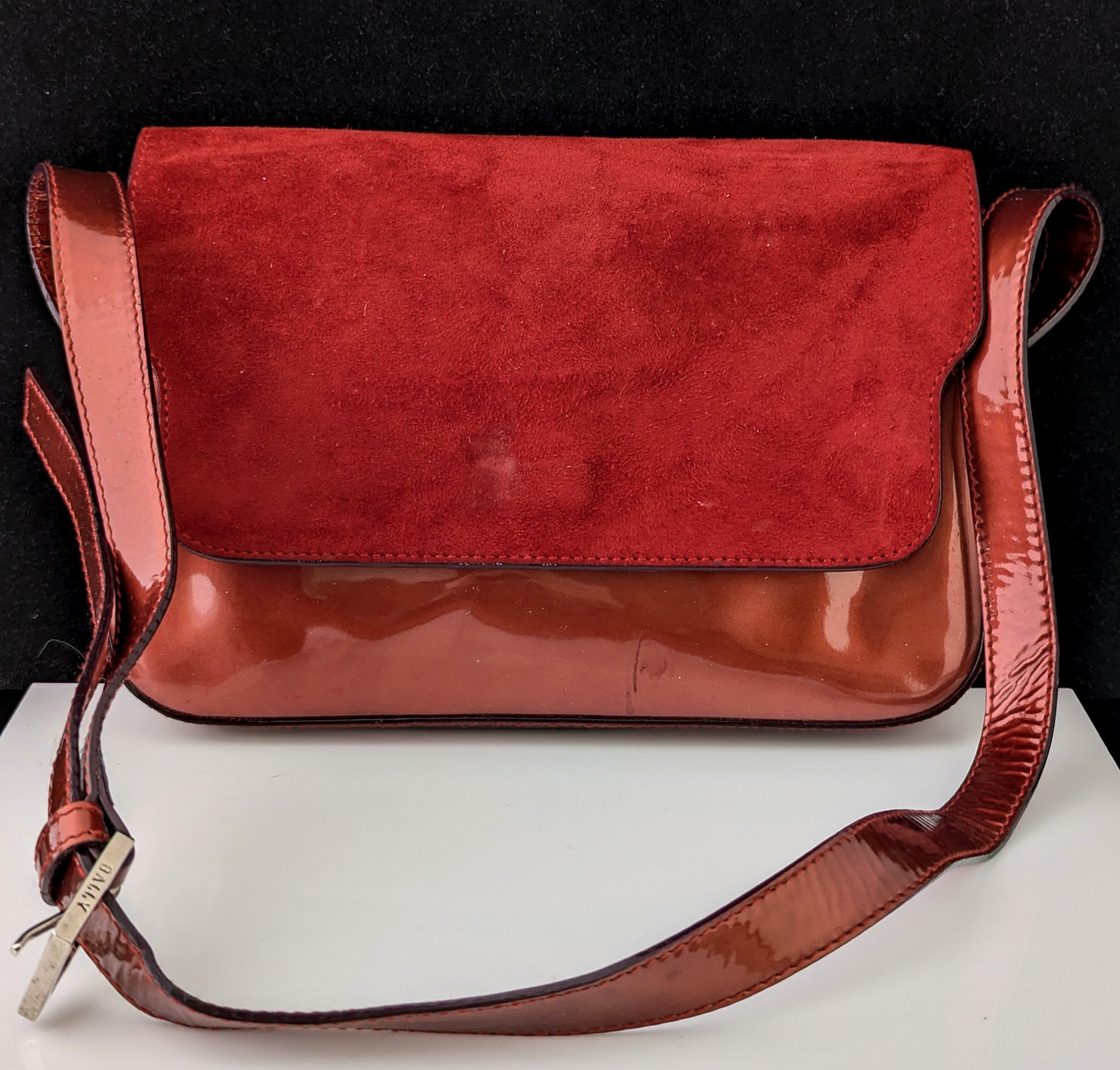 Vintage Bally Red patent leather and suede handbag, Shoulder bag