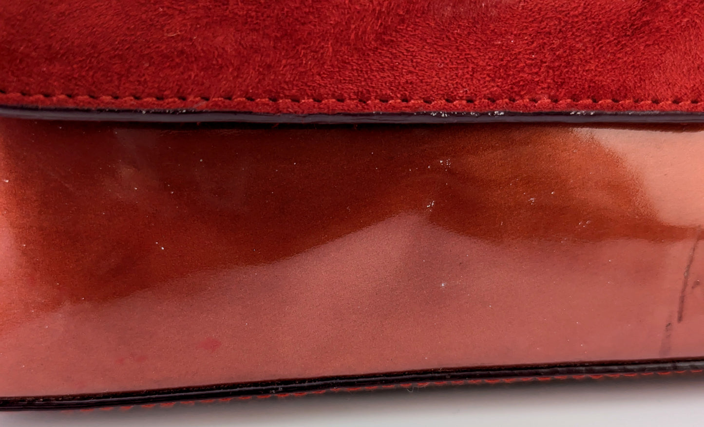 Vintage Bally Red patent leather and suede handbag, Shoulder bag