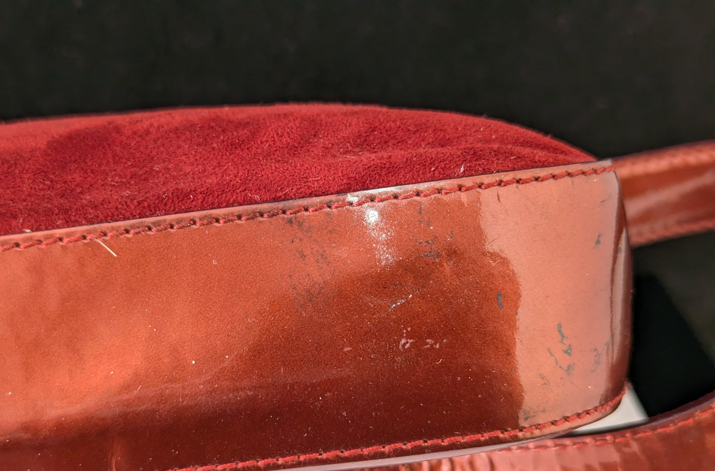 Vintage Bally Red patent leather and suede handbag, Shoulder bag