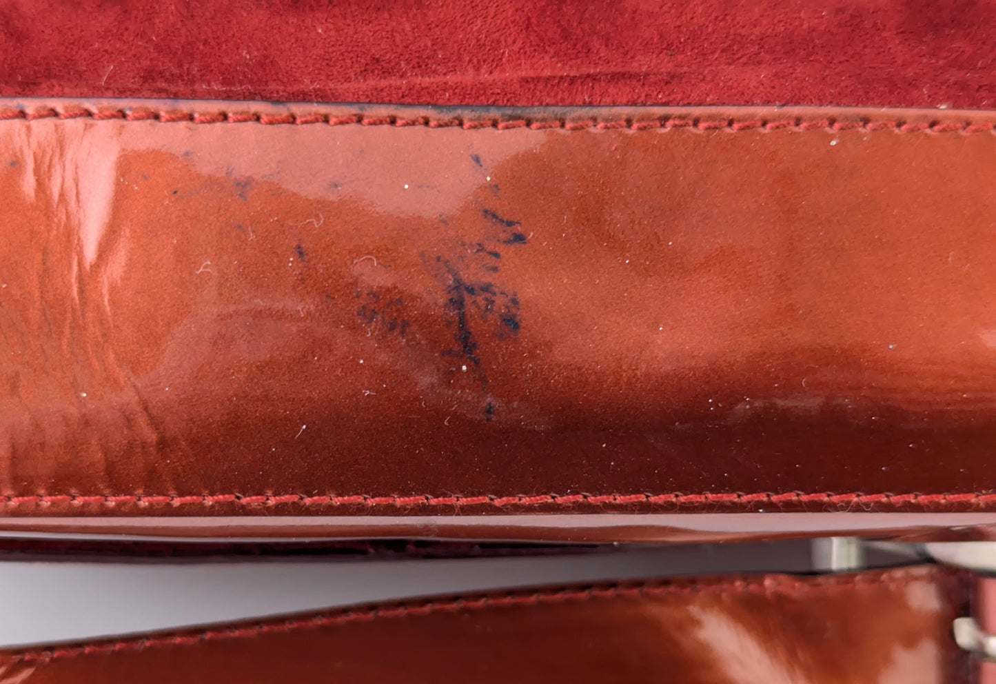 Vintage Bally Red patent leather and suede handbag, Shoulder bag